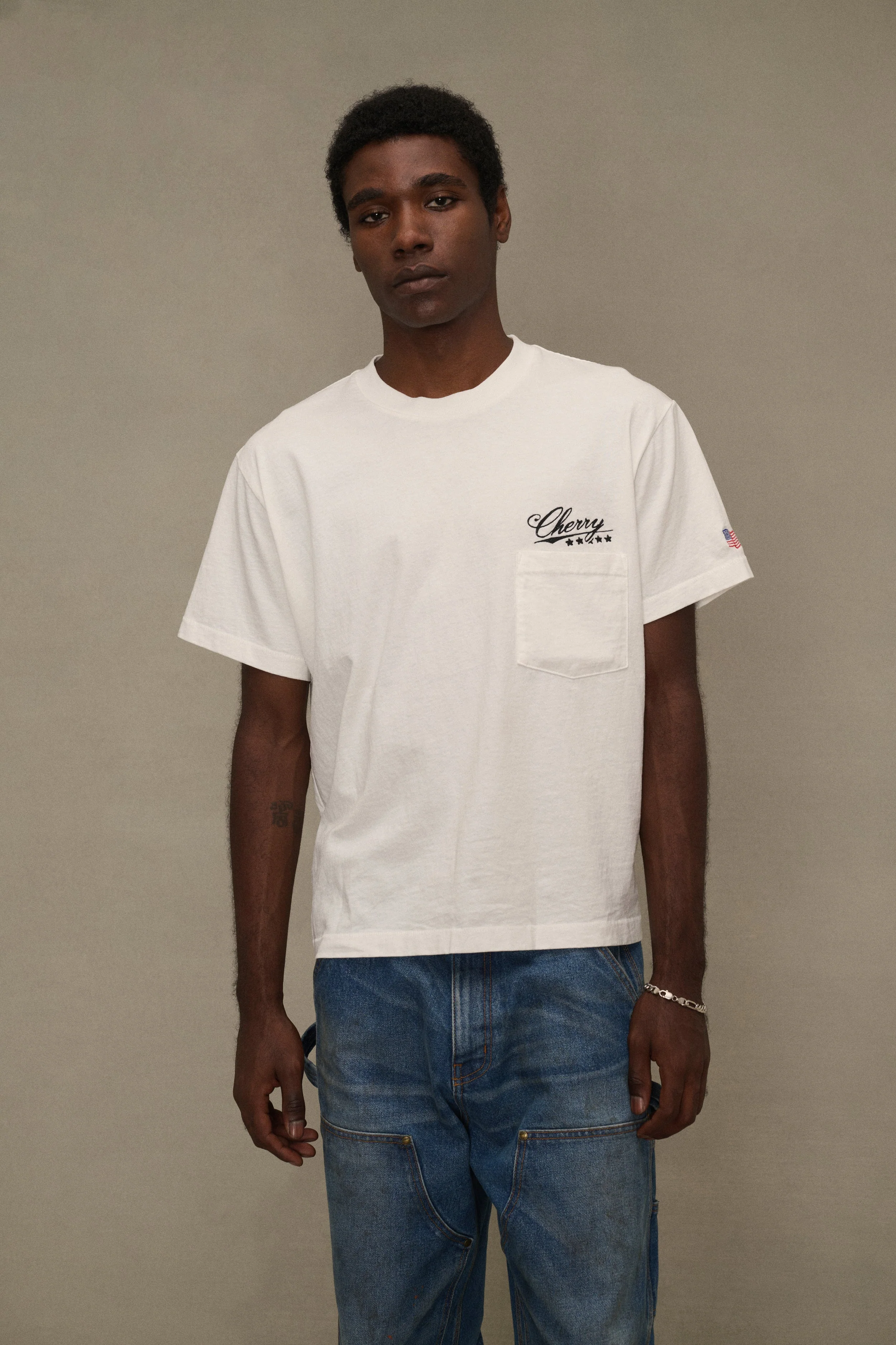 Five Star Boxy Pocket T-Shirt (Vintage White) - Image 4