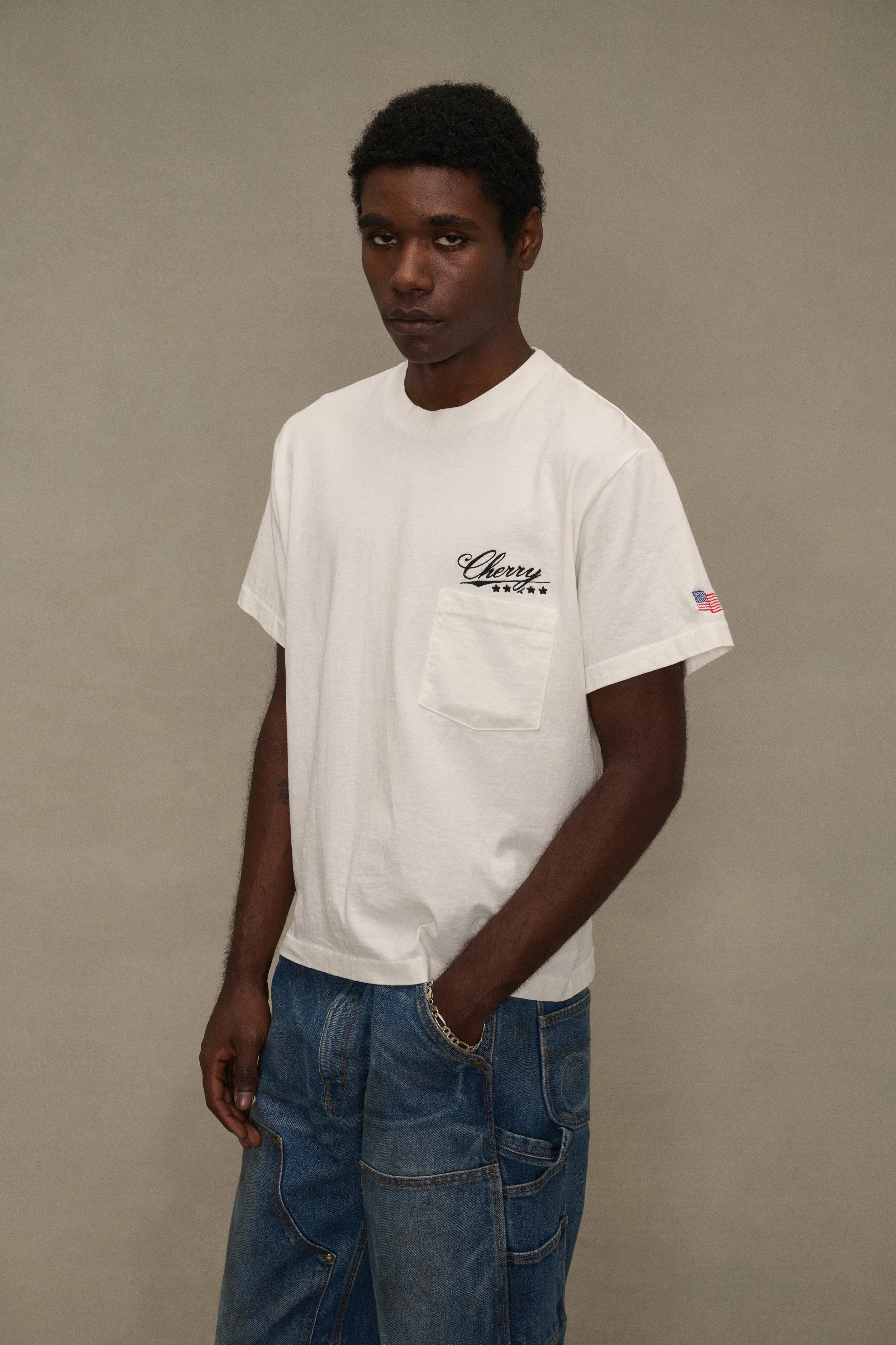 Five Star Boxy Pocket T-Shirt (Vintage White) - Image 6