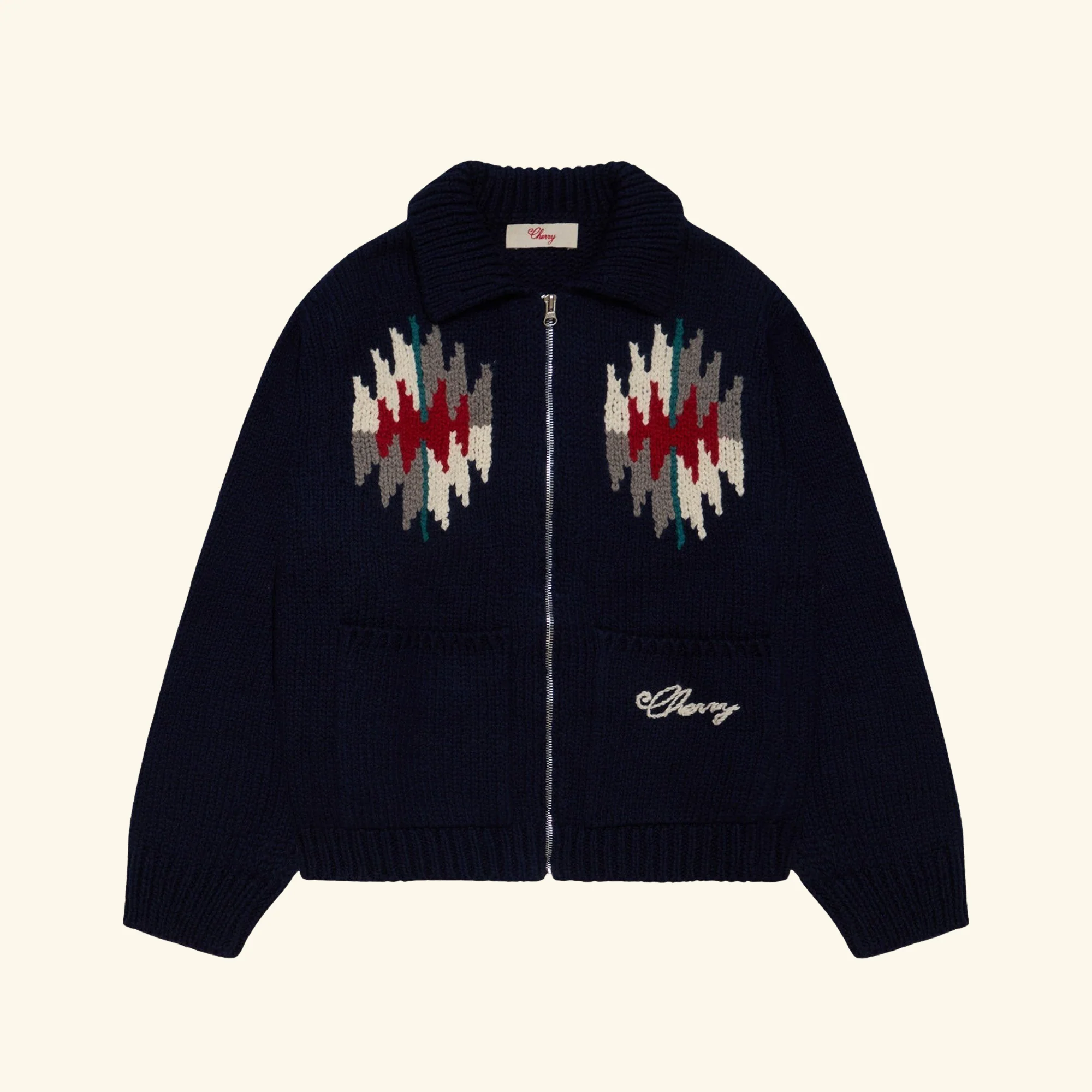 Frontier Knit Zip Jacket (Navy)