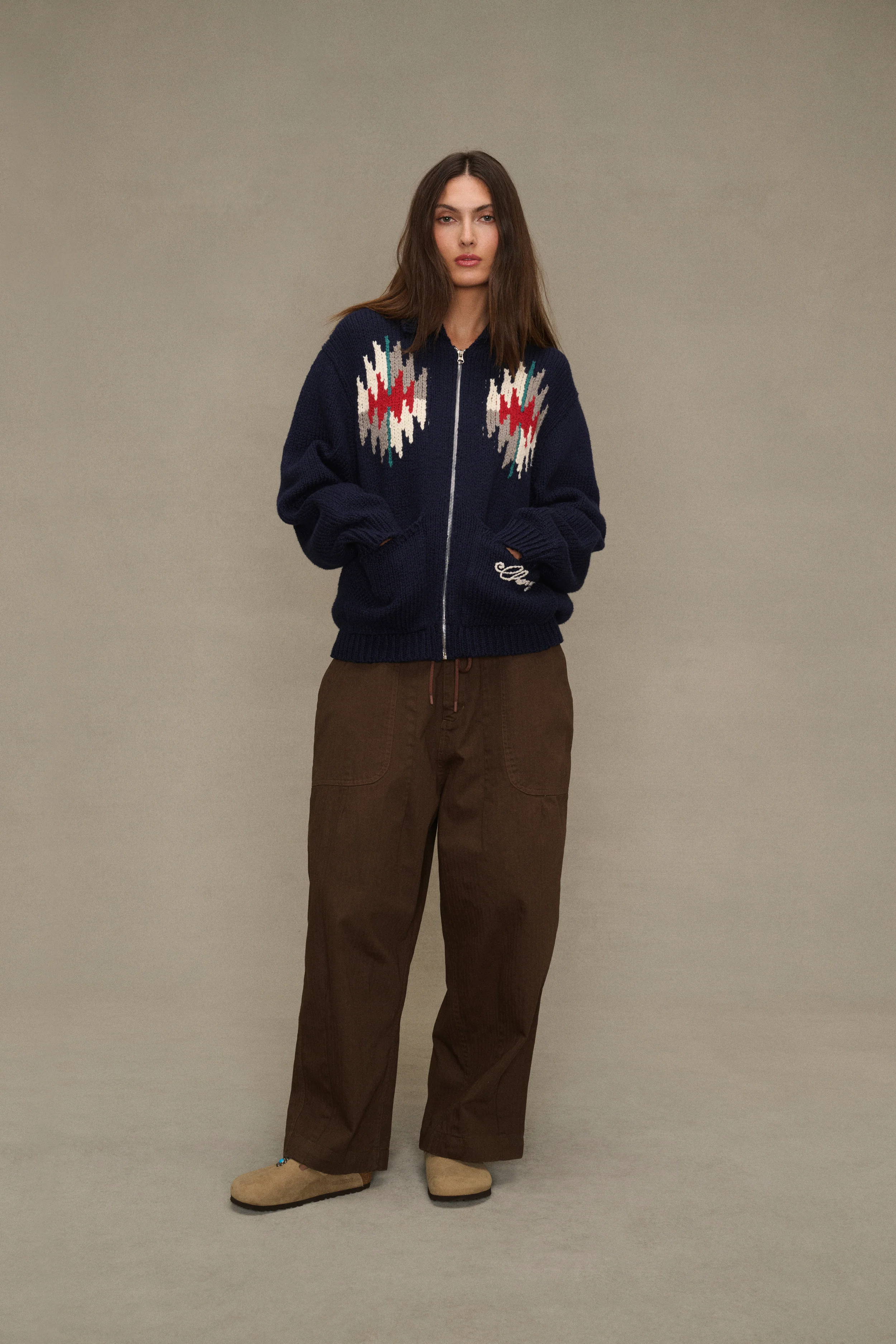 Frontier Knit Zip Jacket (Navy) - Image 2