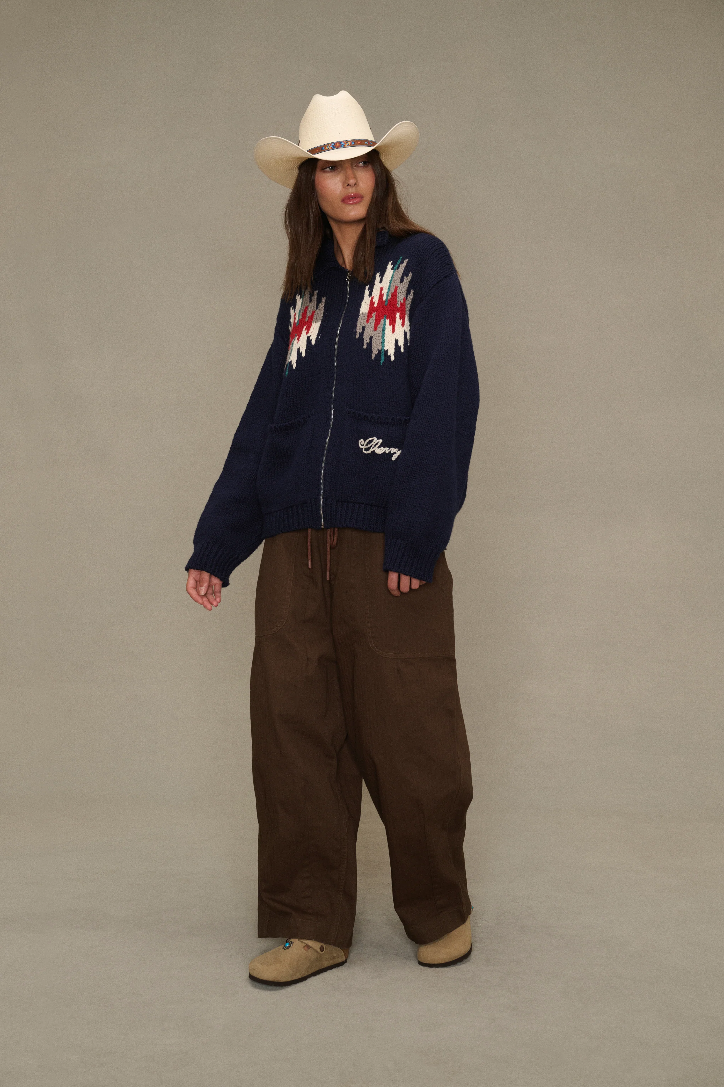 Frontier Knit Zip Jacket (Navy) - Image 3