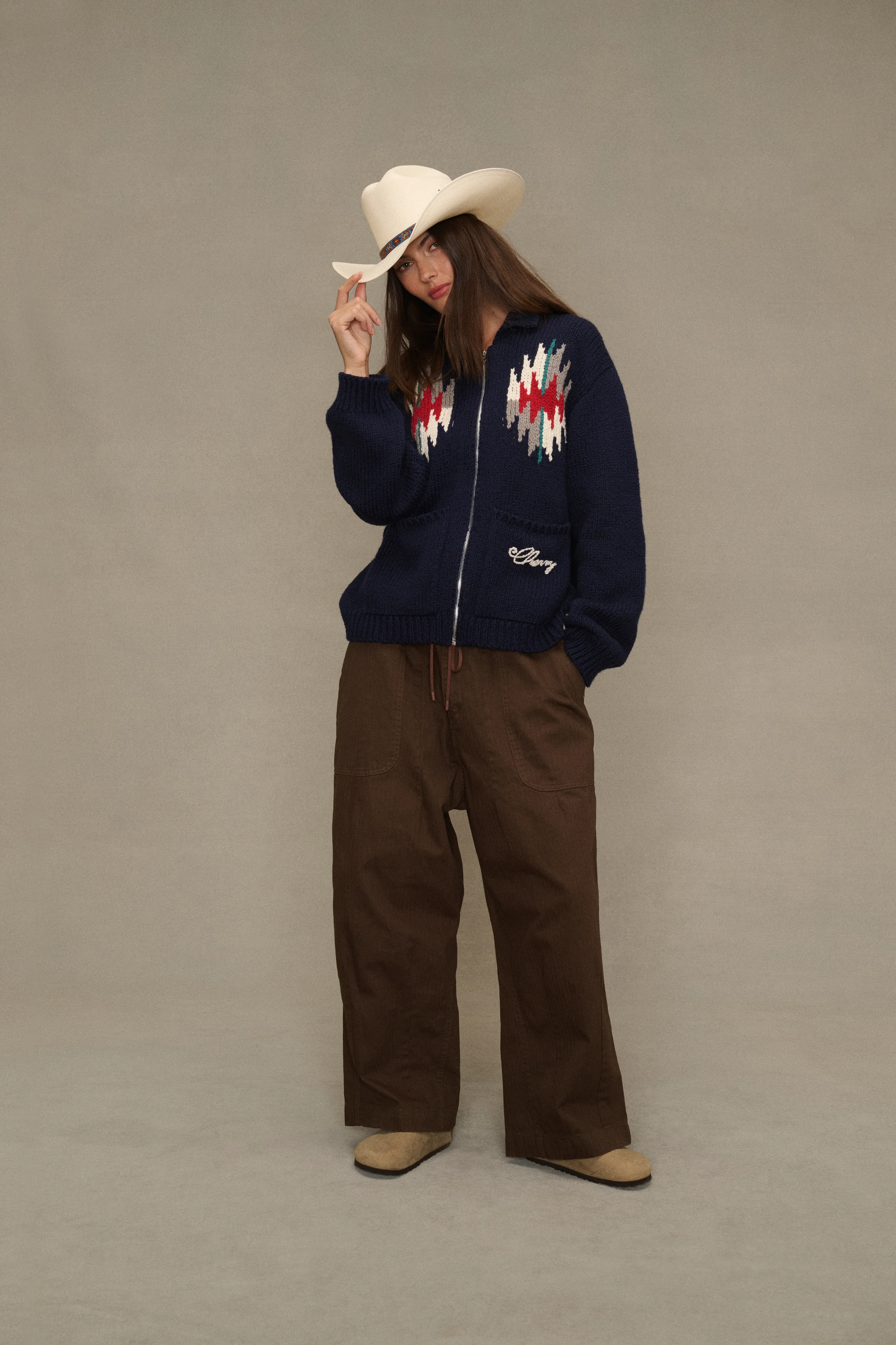 Herringbone Parachute Pants (Brown) - Image 8