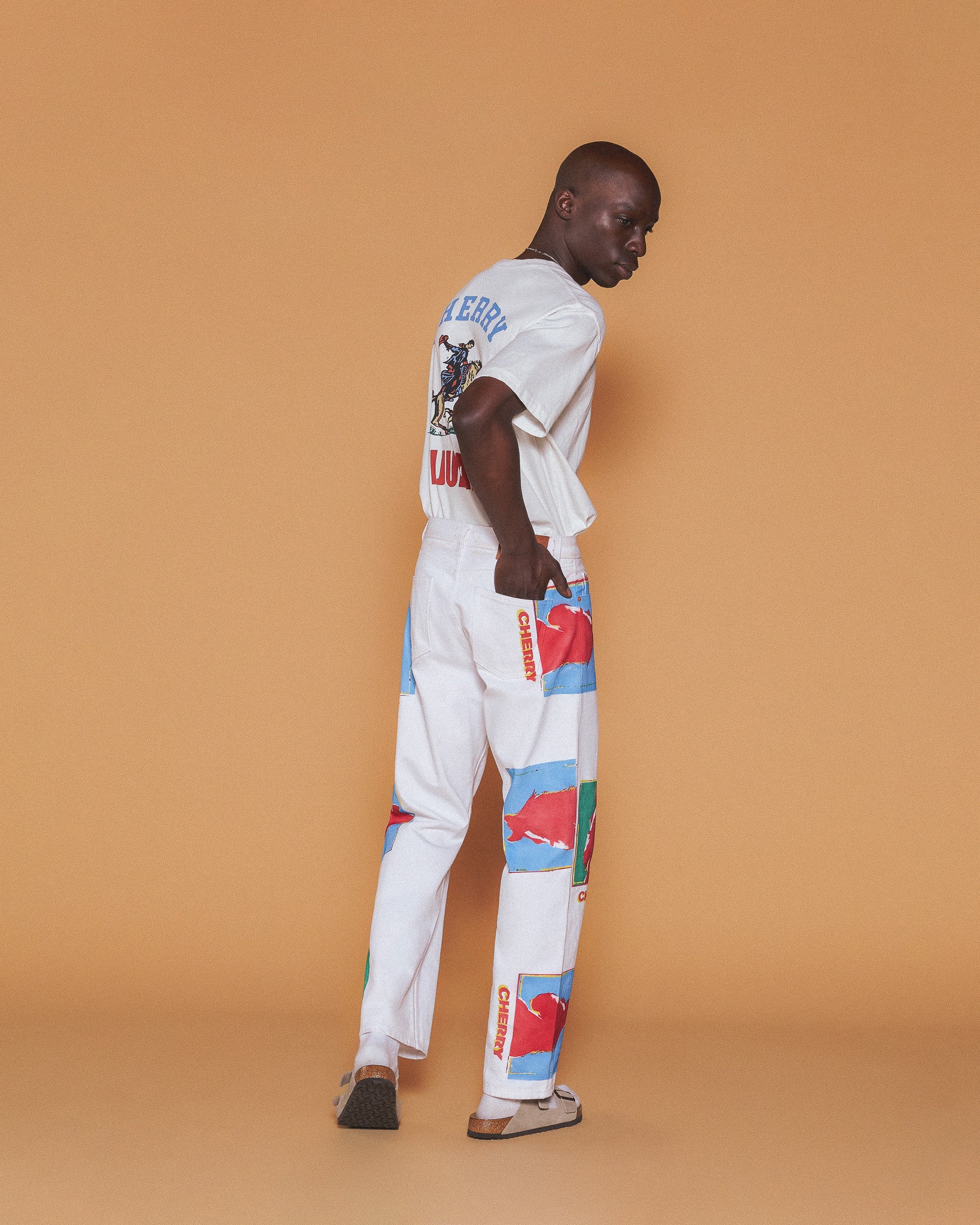 Caballo Print Relaxed 5 Pocket Denim (White) - Image 2