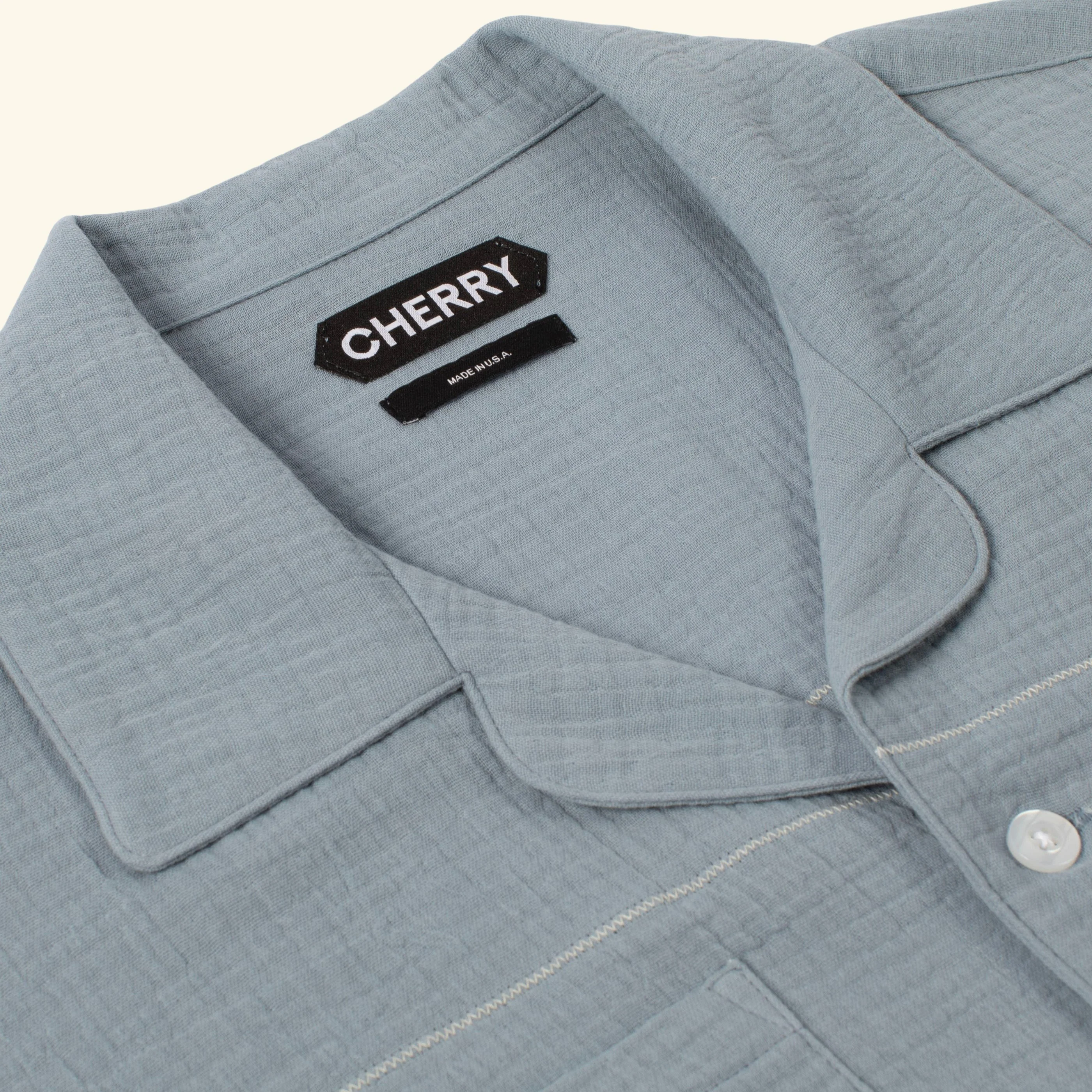 Embroidered Vacation Shirt (Pacific Blue) - Image 5