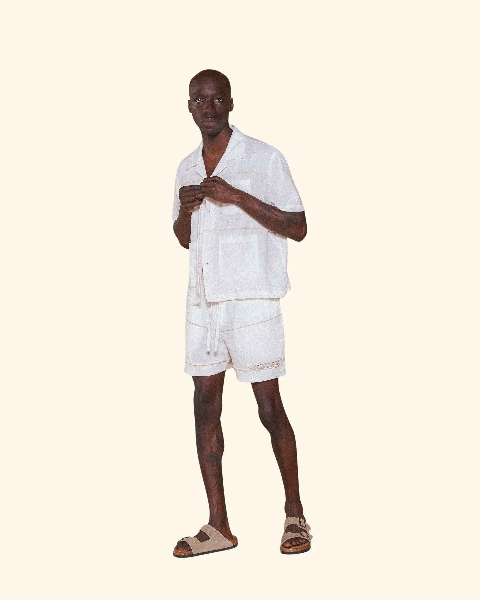 Embroidered Vacation Shorts (White) - Image 2