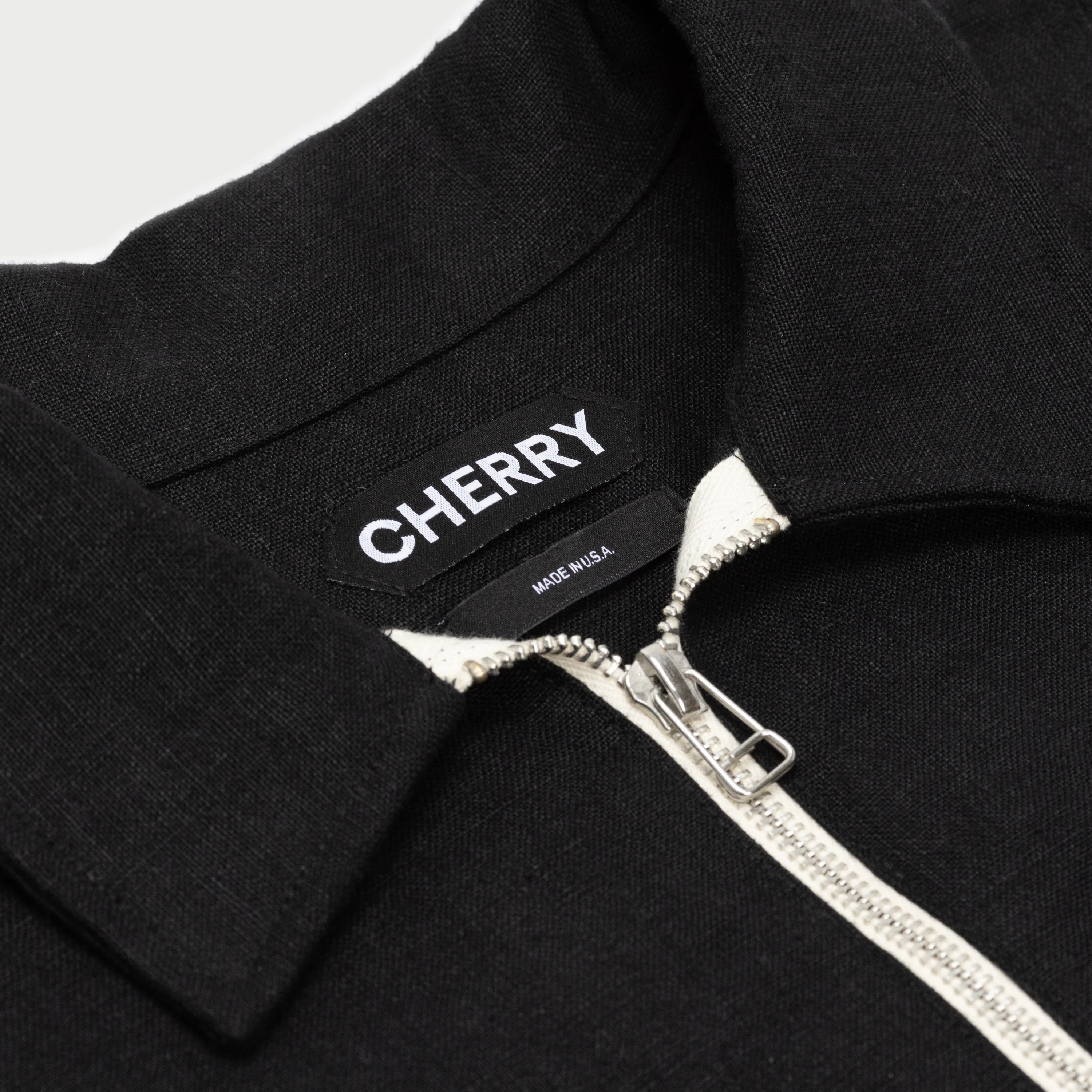 Linen Quarter Zip Shirt (Black) - Image 4