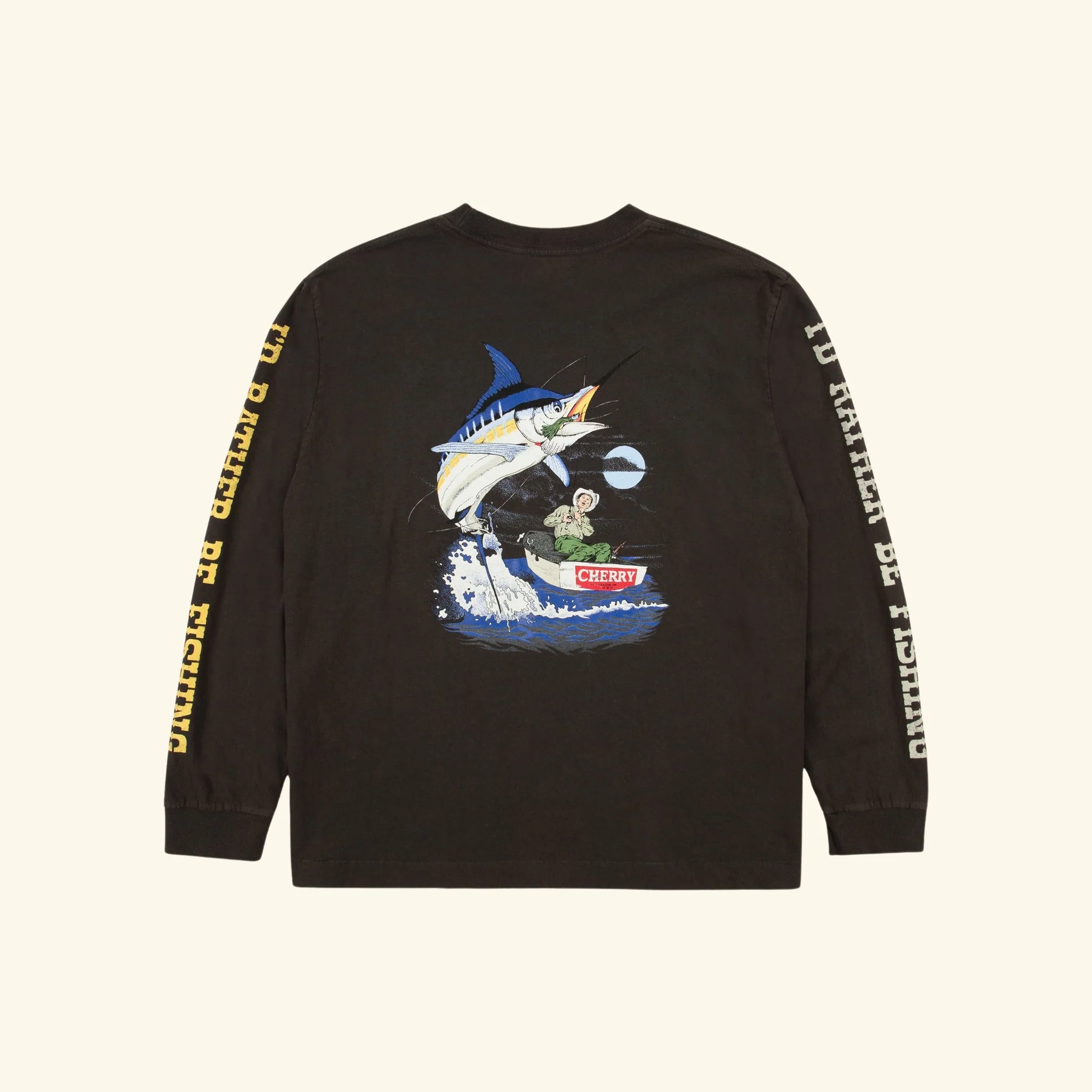 Marlin Fishing Long Sleeve T-Shirt (Vintage Black) - Image 3