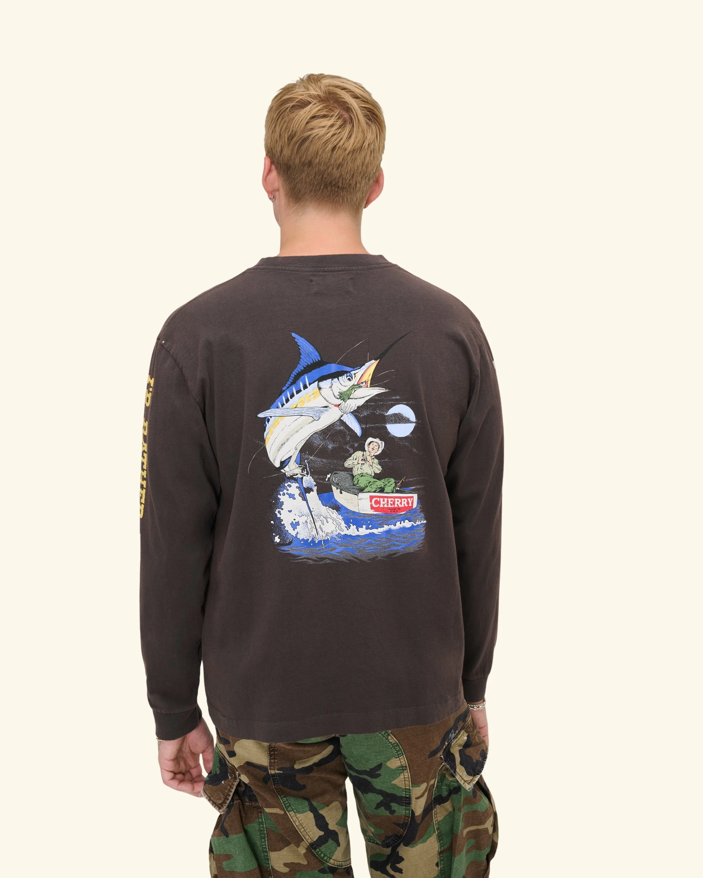 Marlin Fishing Long Sleeve T-Shirt (Vintage Black) - Image 7