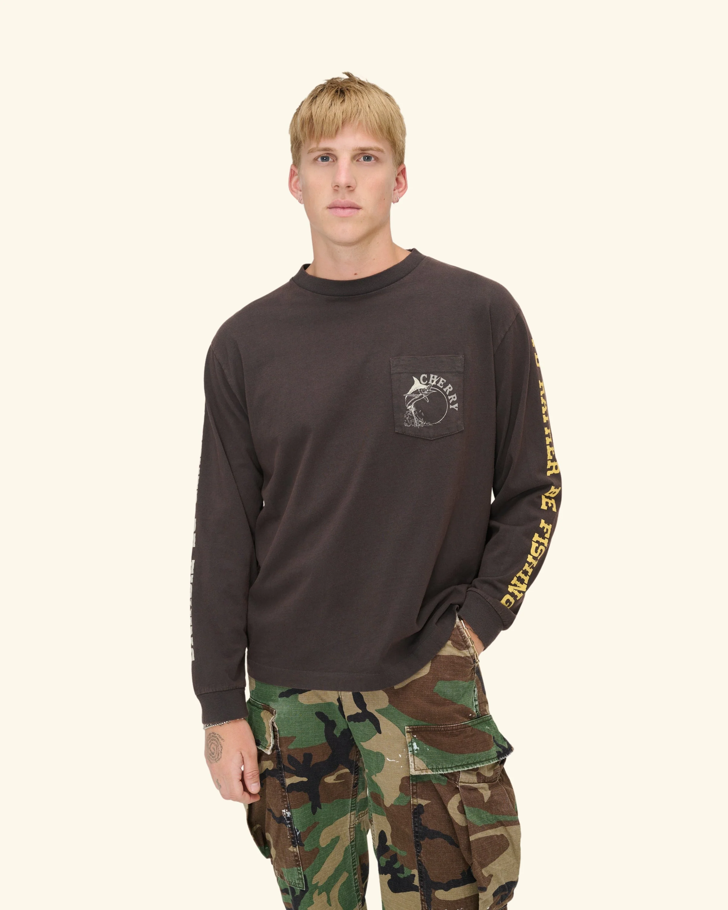 Marlin Fishing Long Sleeve T-Shirt (Vintage Black) - Image 8