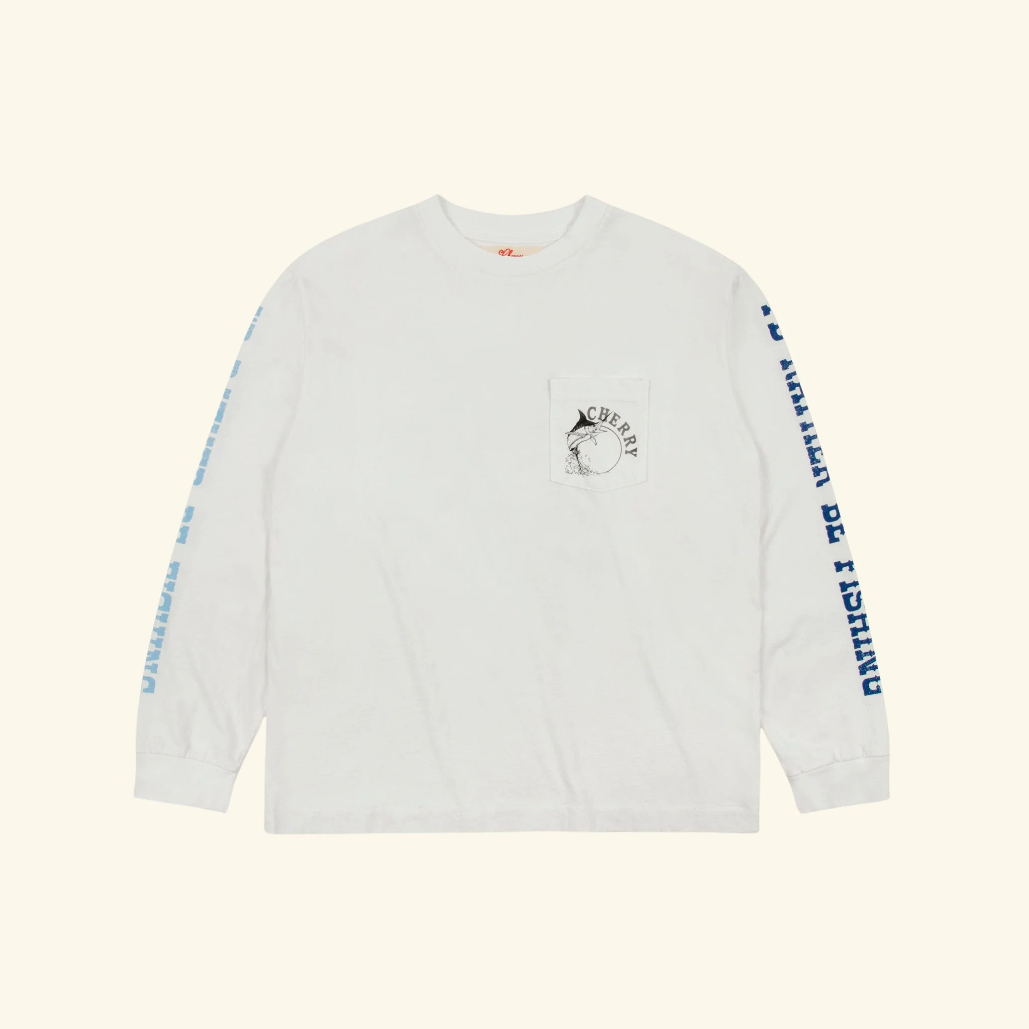Marlin Fishing Long Sleeve T-Shirt (Vintage White)
