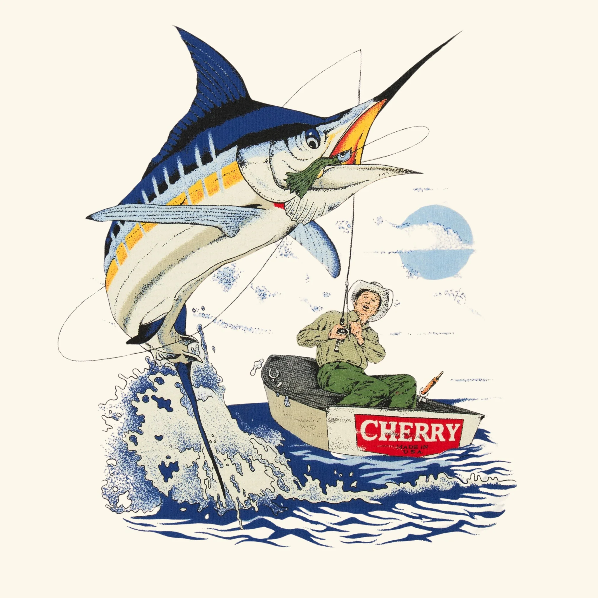 Marlin Fishing Long Sleeve T-Shirt (Vintage White) - Image 4