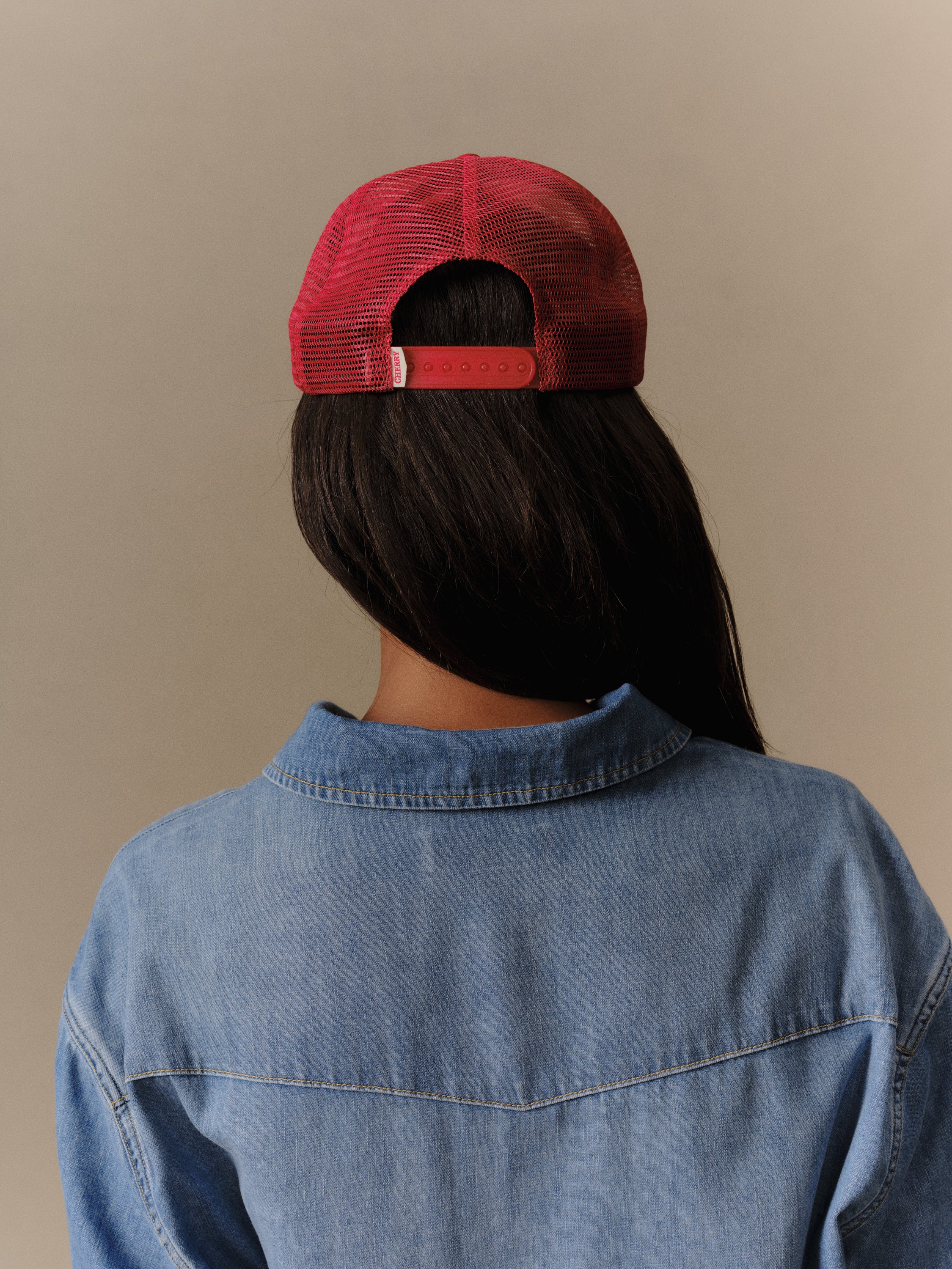 Mesh 5 Panel Trucker (Red) - Image 4