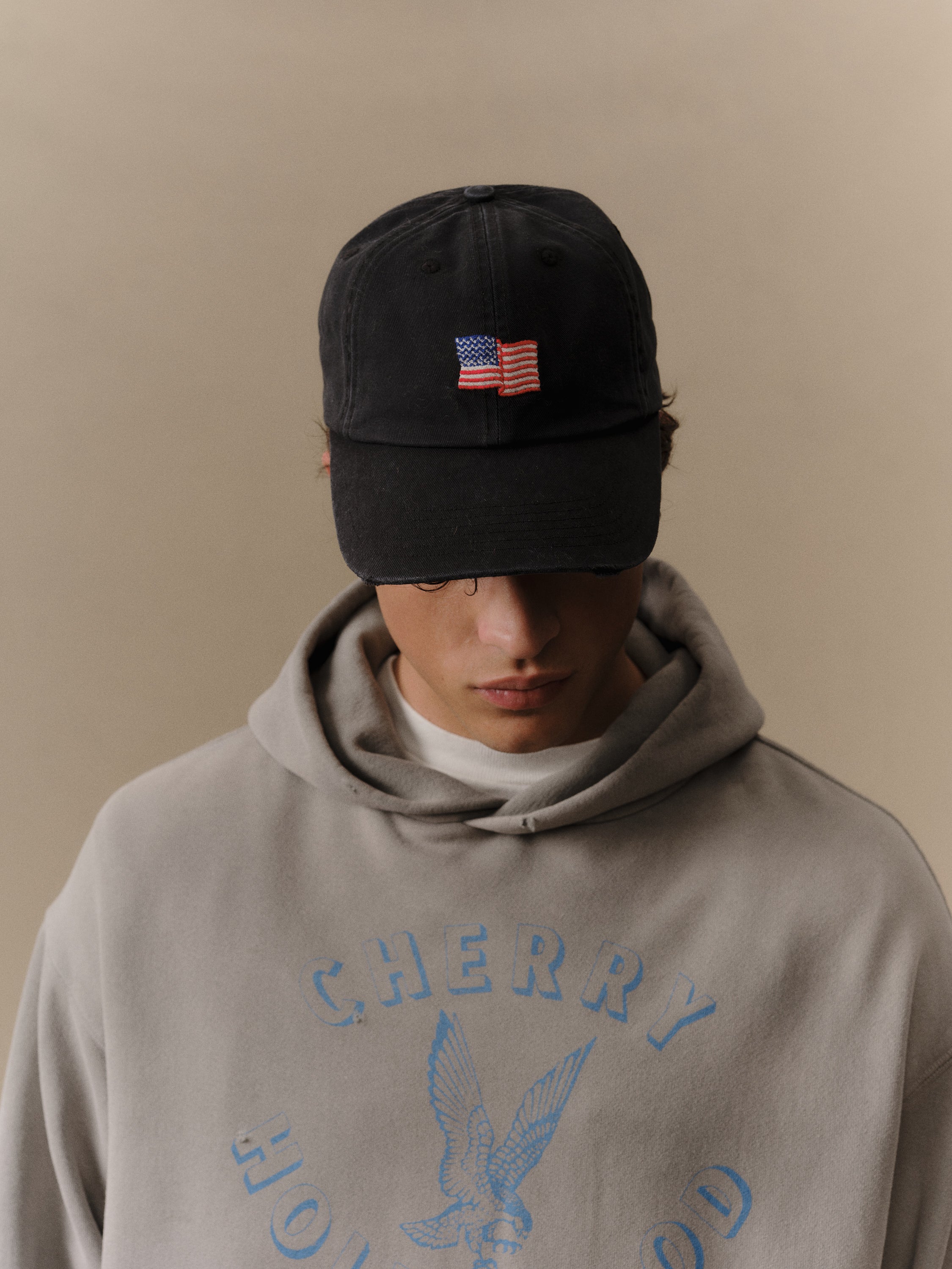 Mini Flag 6 Panel Hat (Black) - Image 2