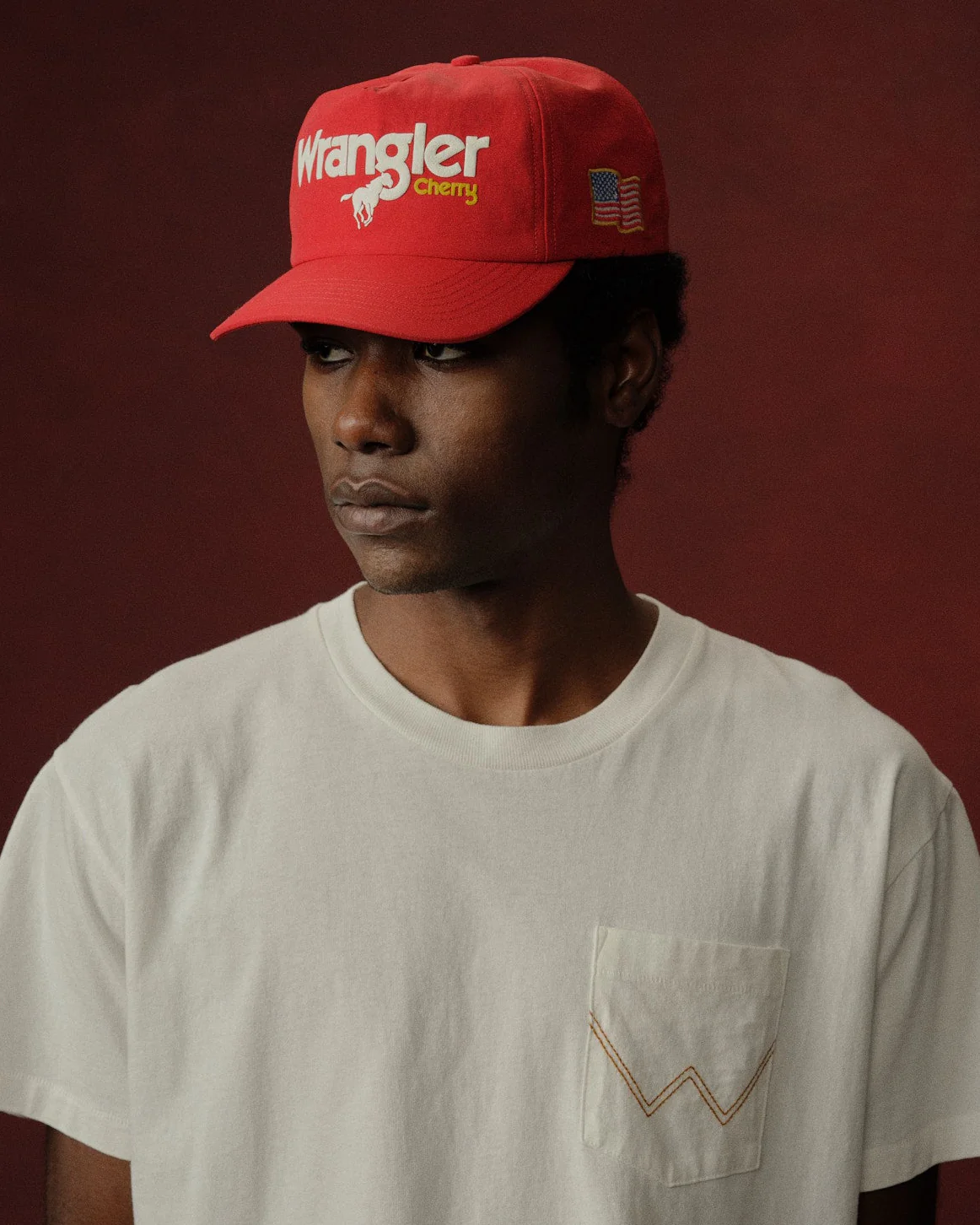Cherry x Wrangler Nylon 5 Panel Hat (Red) - Image 3