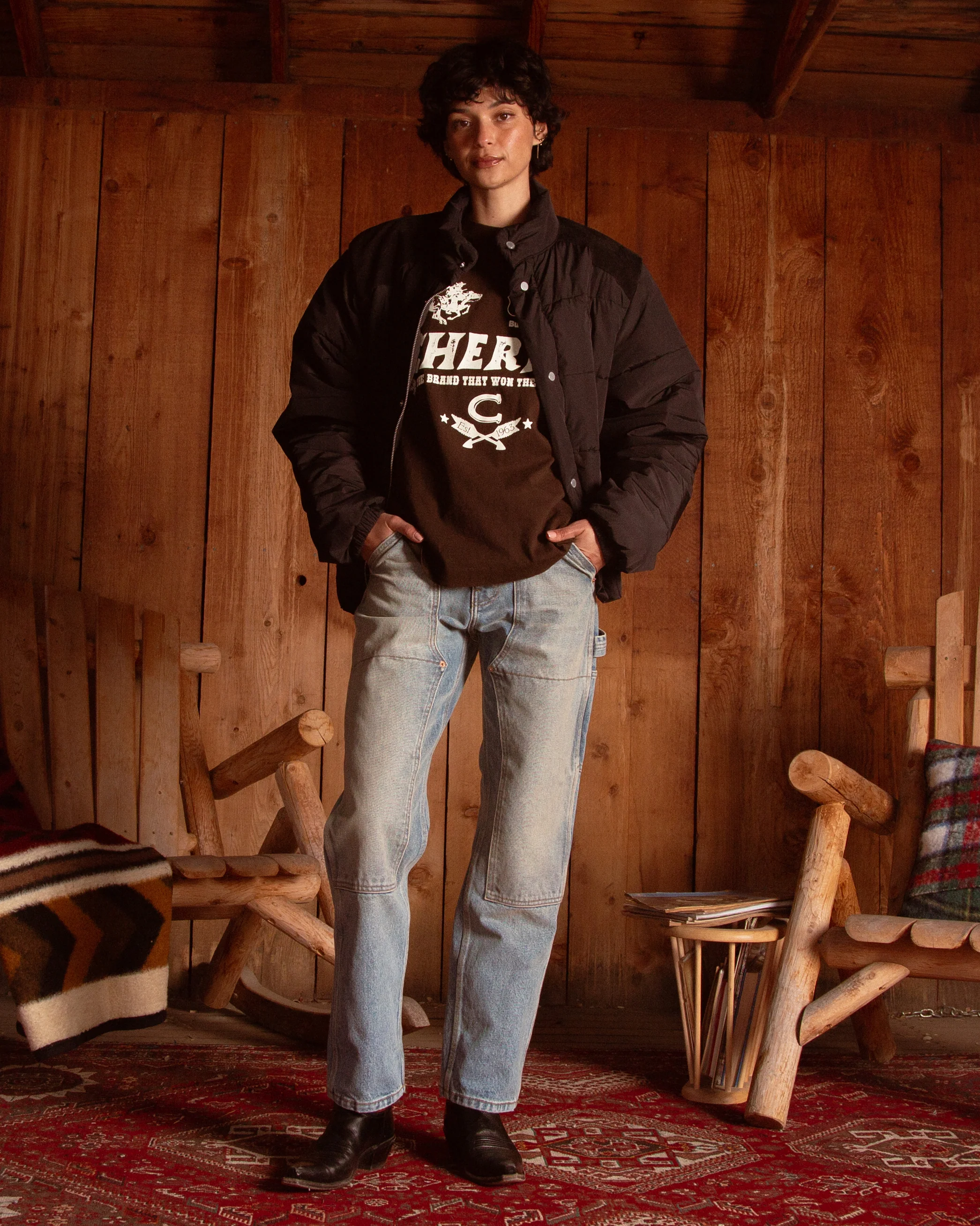 Western Puffer Jacket (Black) - Image 5