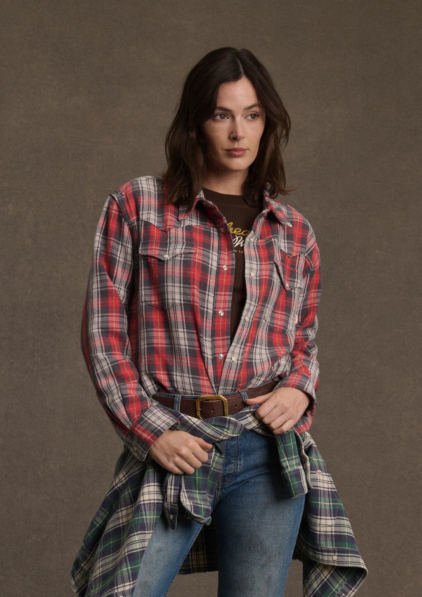 Plaid Western Shirt (Red) - Image 2