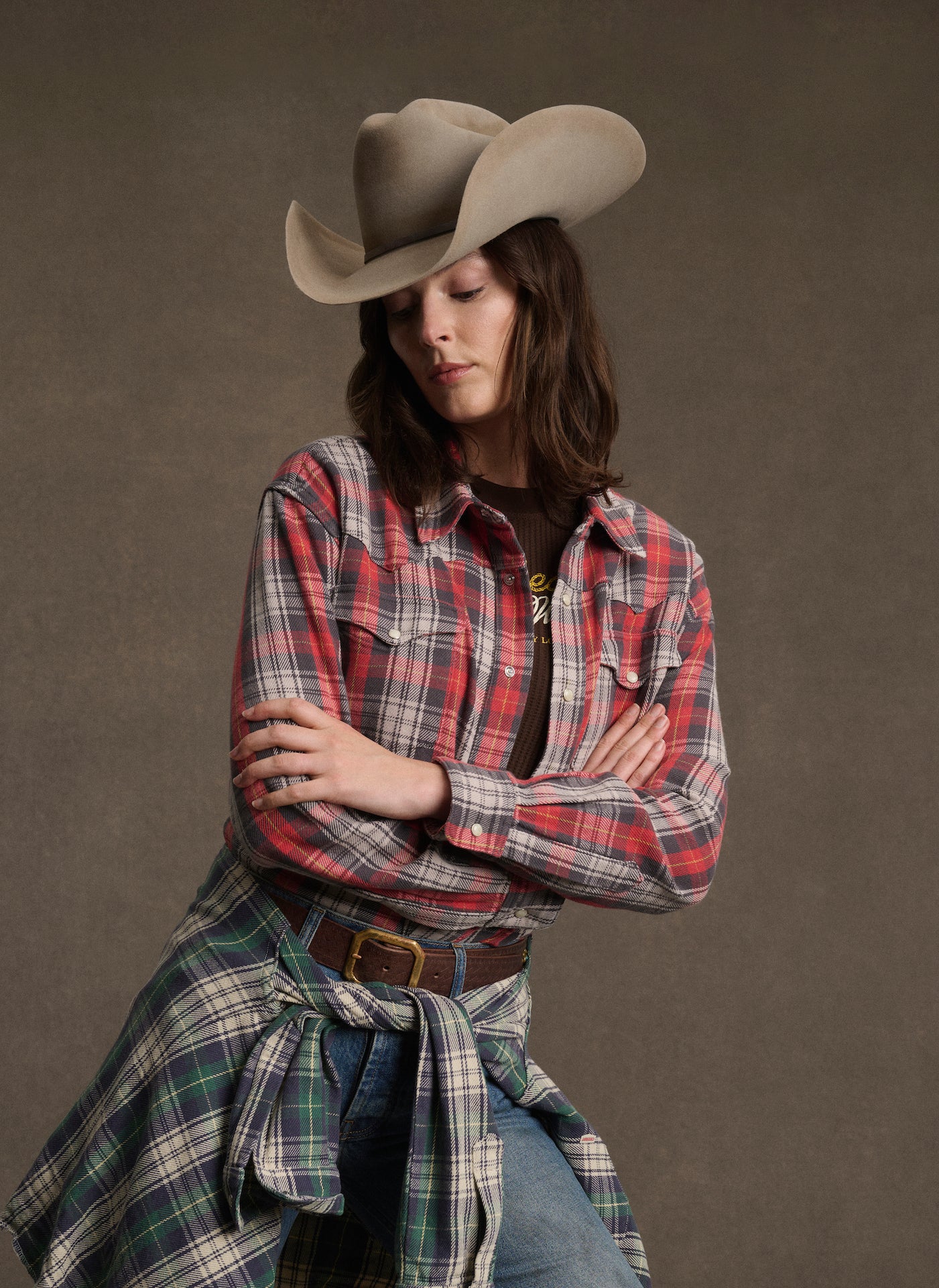 Plaid Western Shirt (Red) - Image 3
