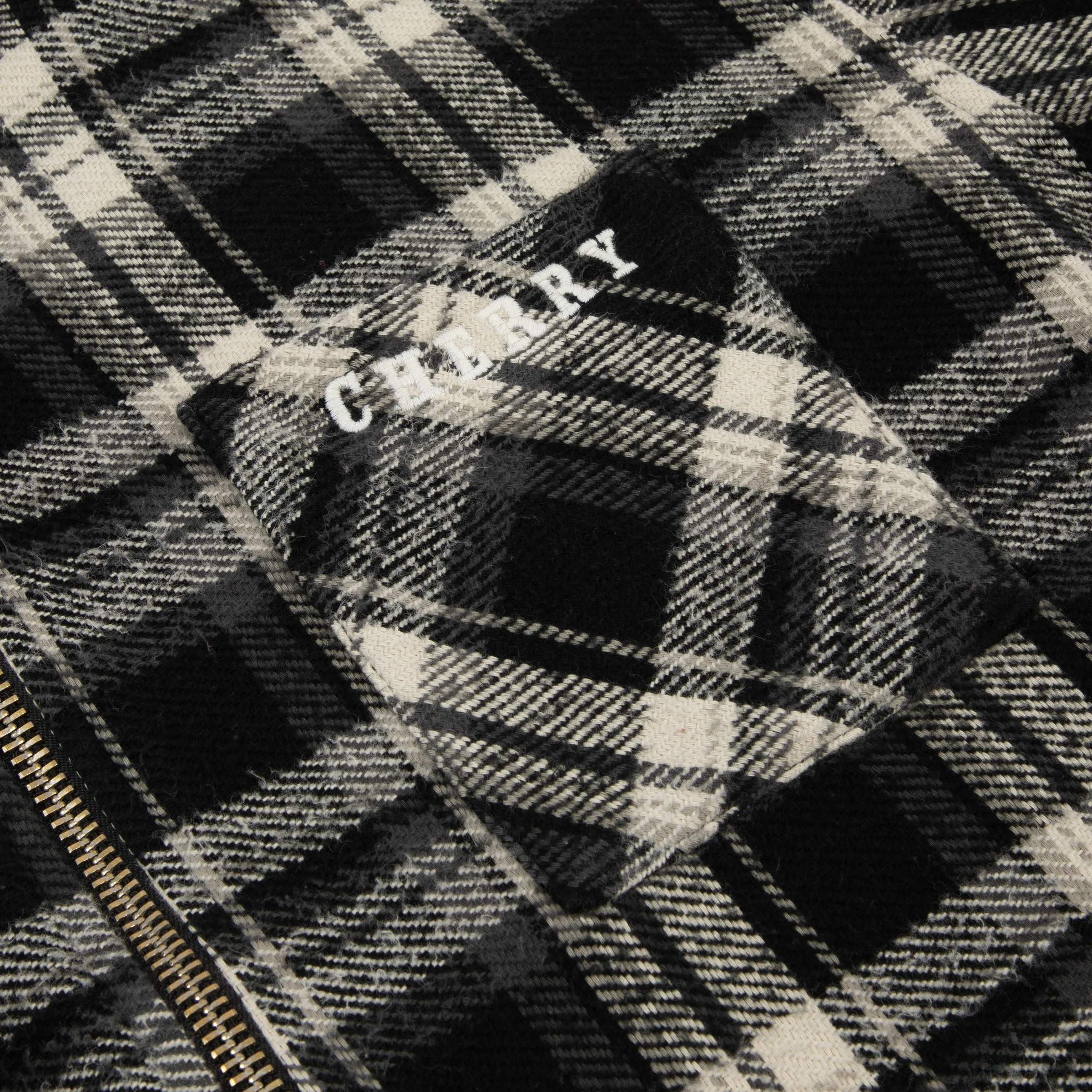 Plaid Zip Shirt Jacket (Black) - Image 2