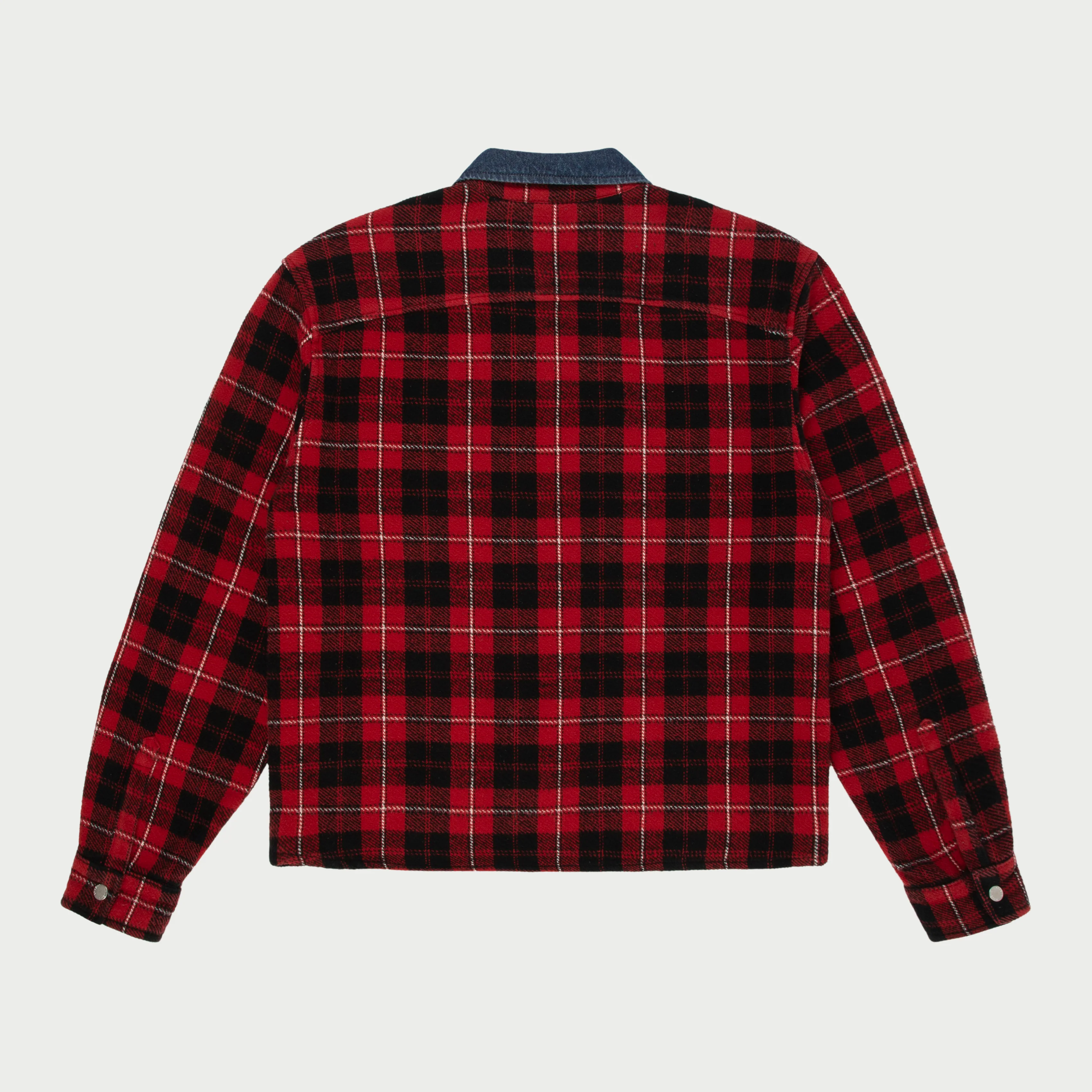 Plaid Zip Shirt Jacket (Red) - Image 2