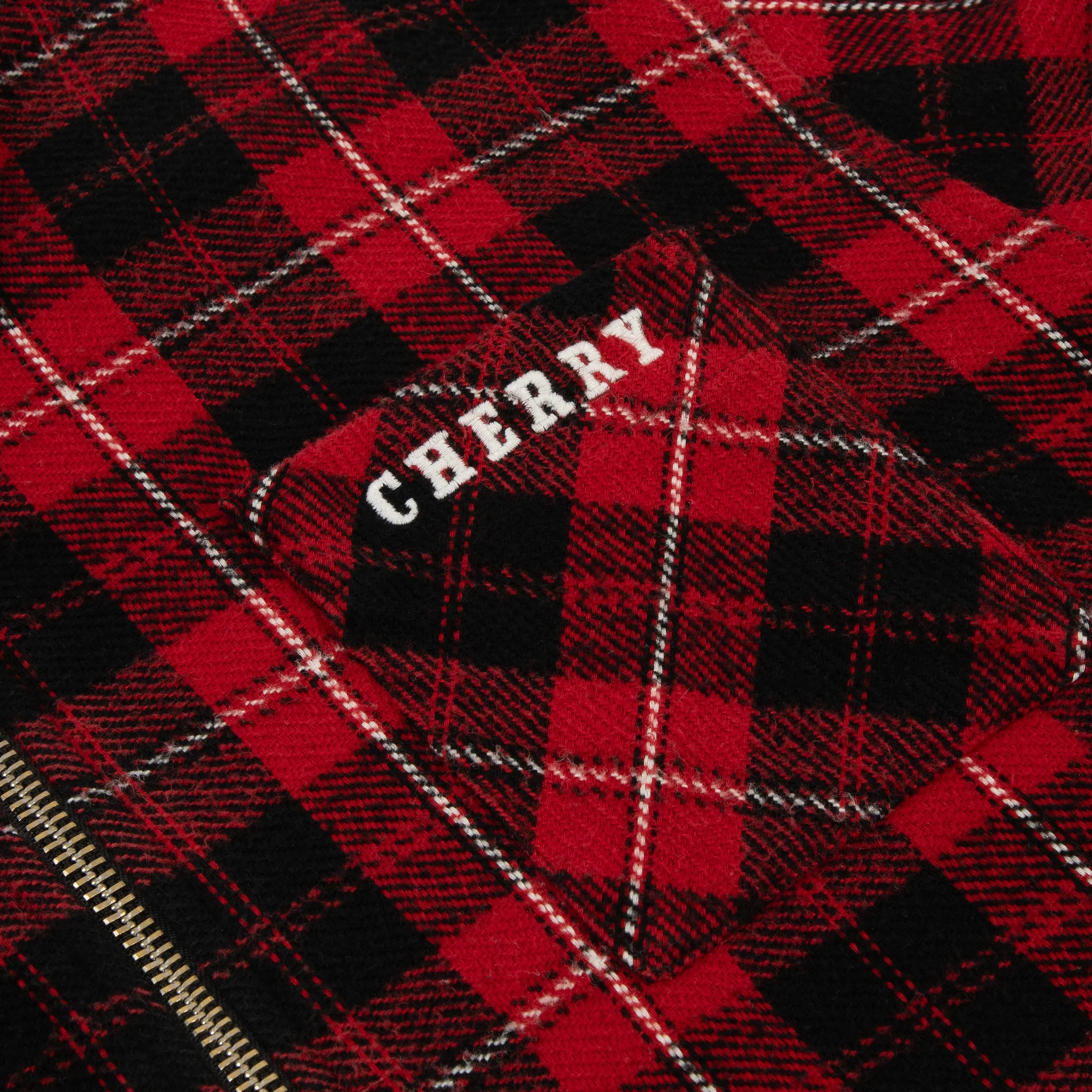 Plaid Zip Shirt Jacket (Red) - Image 3