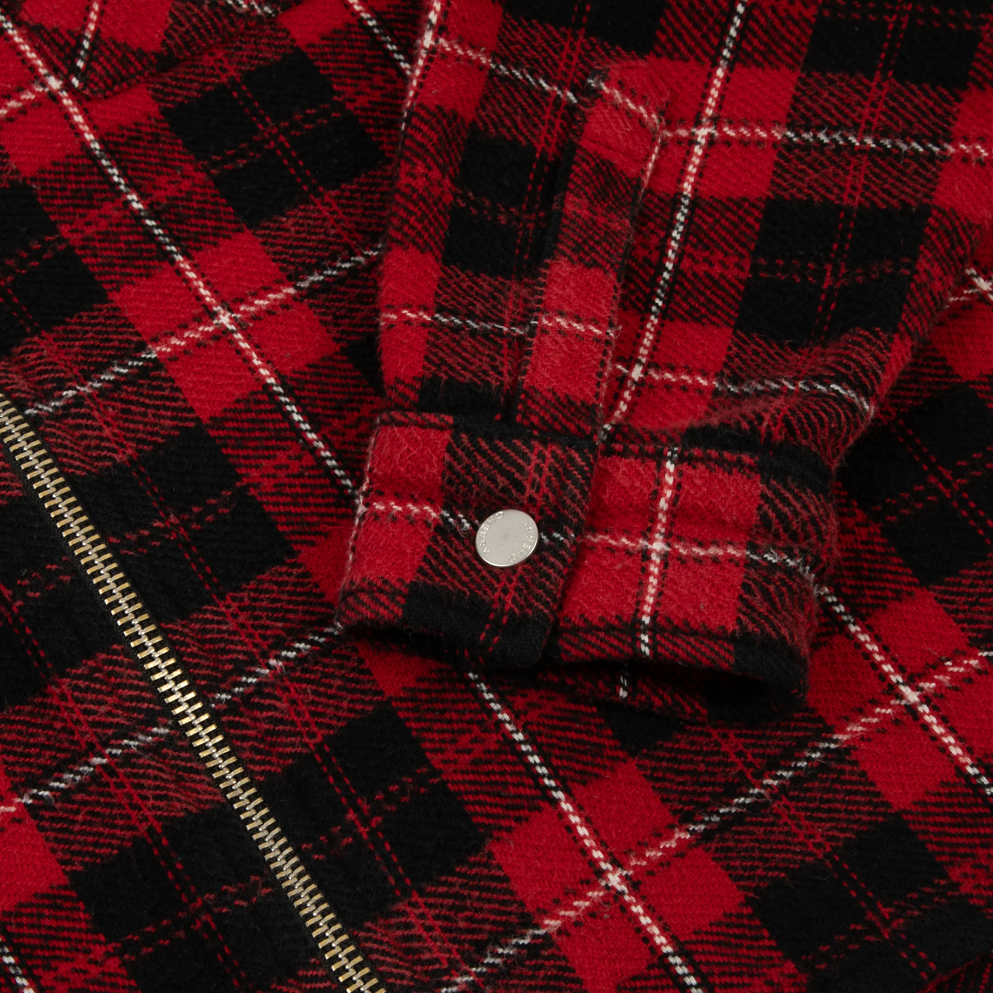 Plaid Zip Shirt Jacket (Red) - Image 5