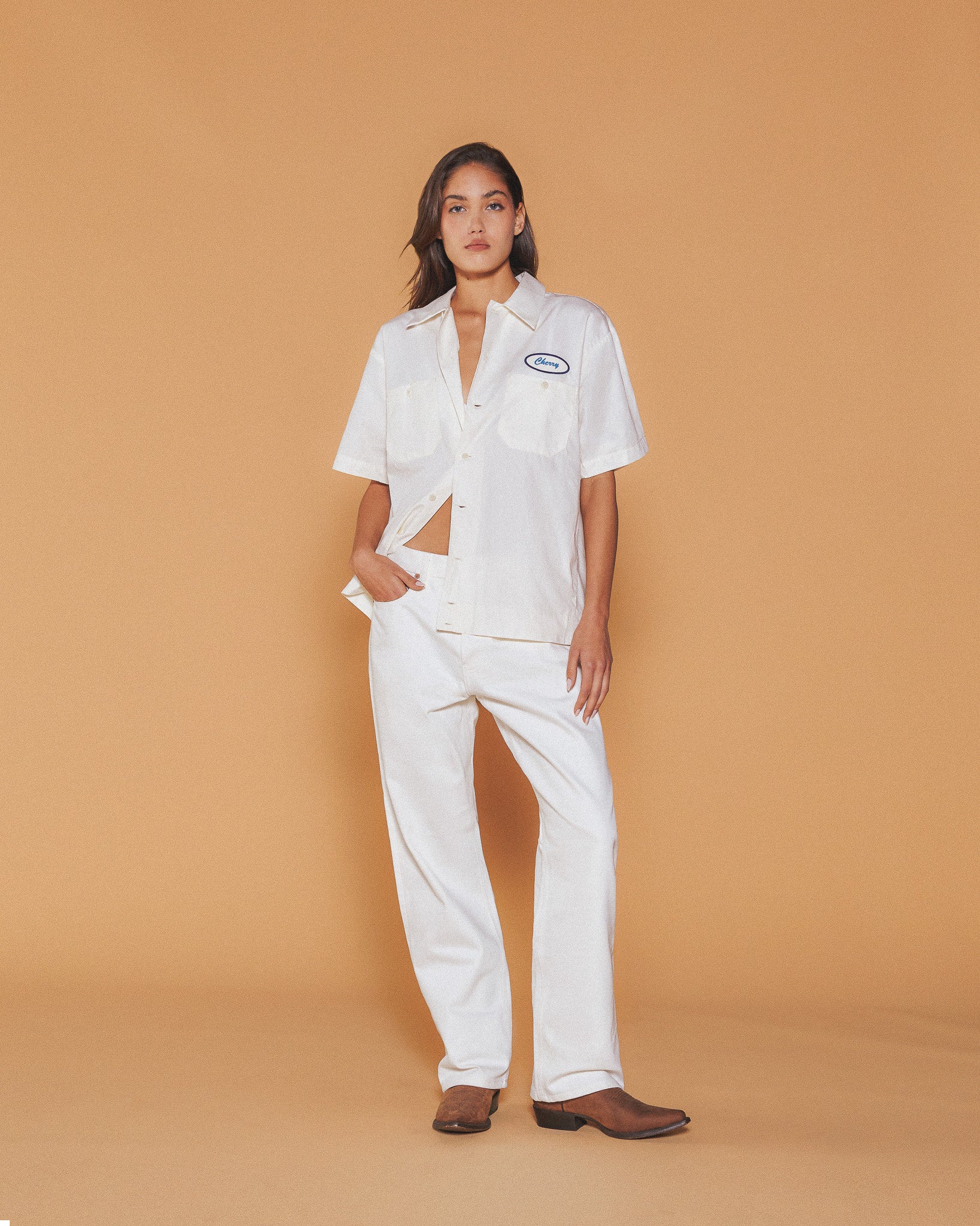 Poplin Mechanic Shirt (White) - Image 4
