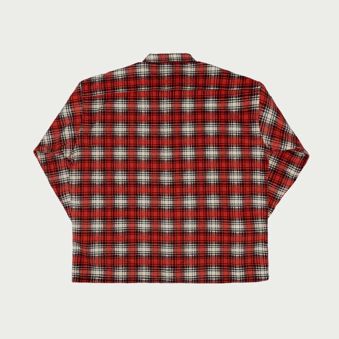 Printed Plaid Shirt (Red) - Image 3