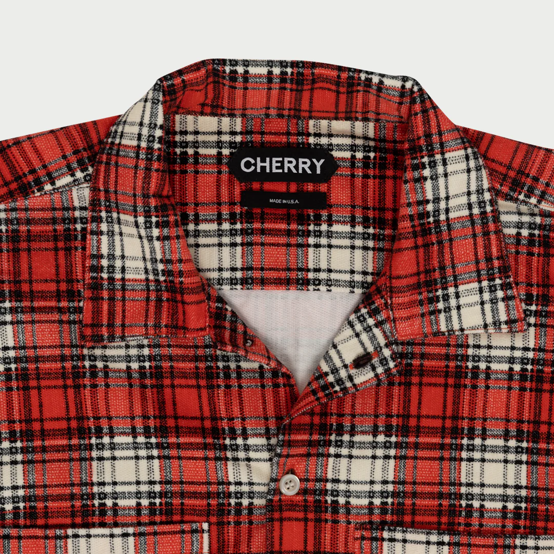 Printed Plaid Shirt (Red) - Image 4