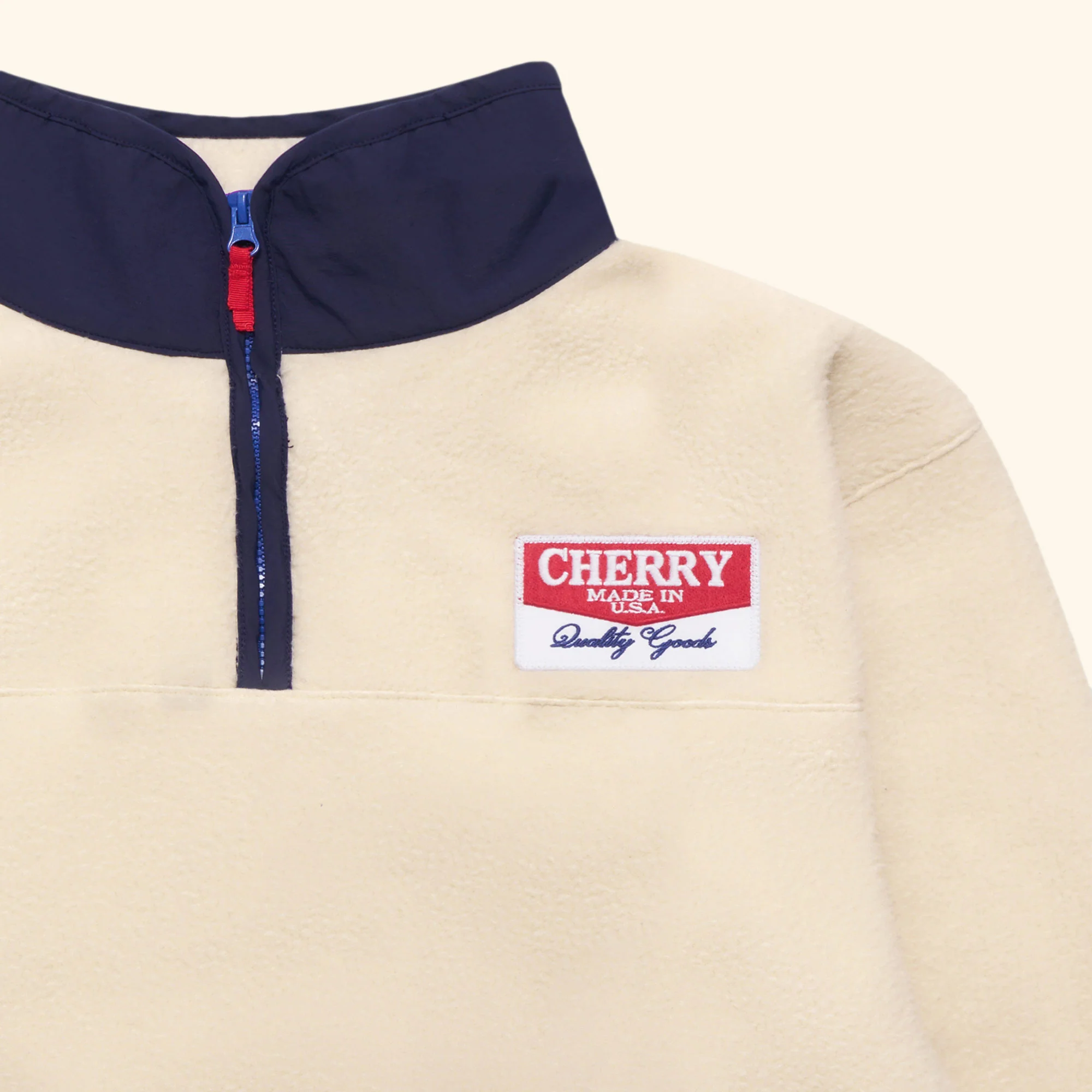Racing Half Zip Fleece (Cream/Navy) - Image 5