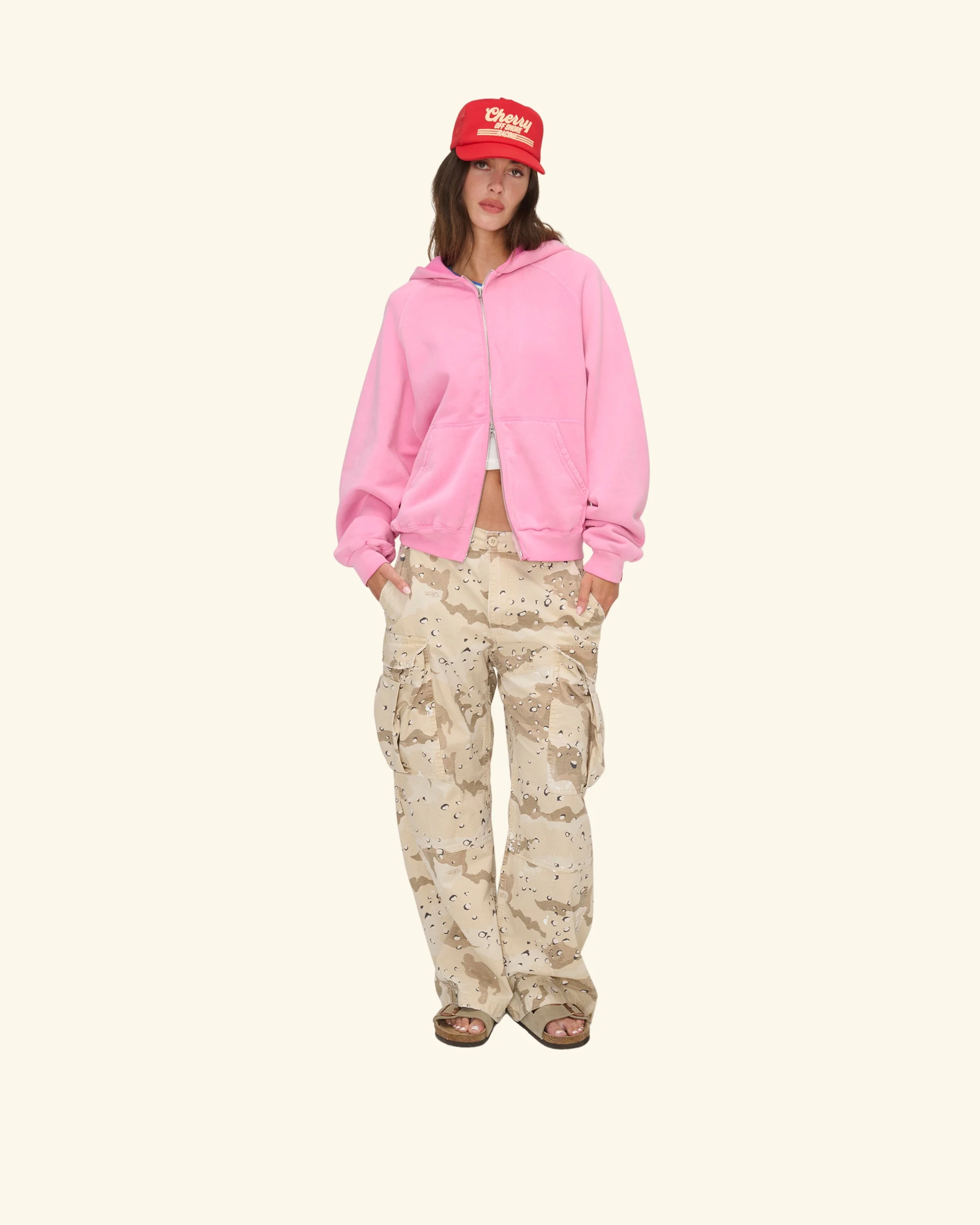 Raglan Zip Up Hoodie (Fuchsia) - Image 3