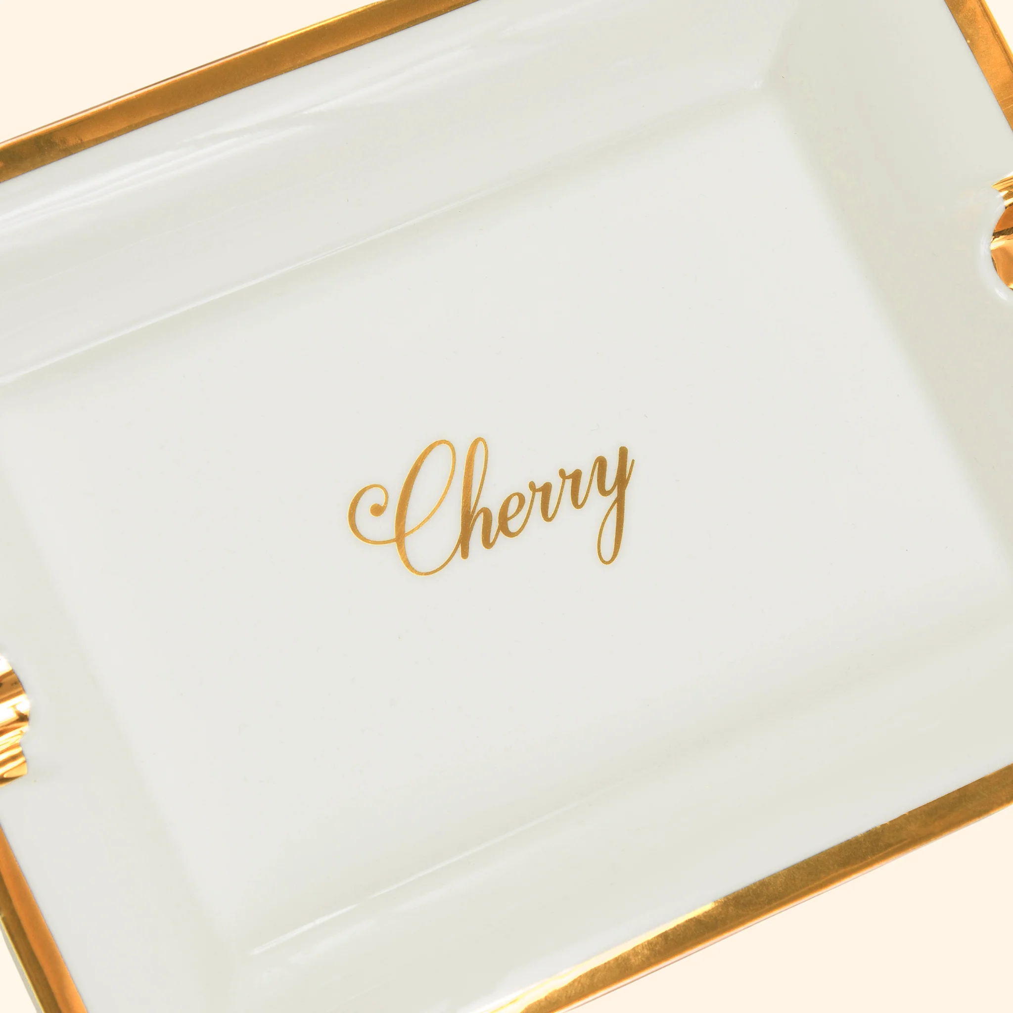 Rectangular Ceramic Ashtray (Off-White/Gold) - Image 2