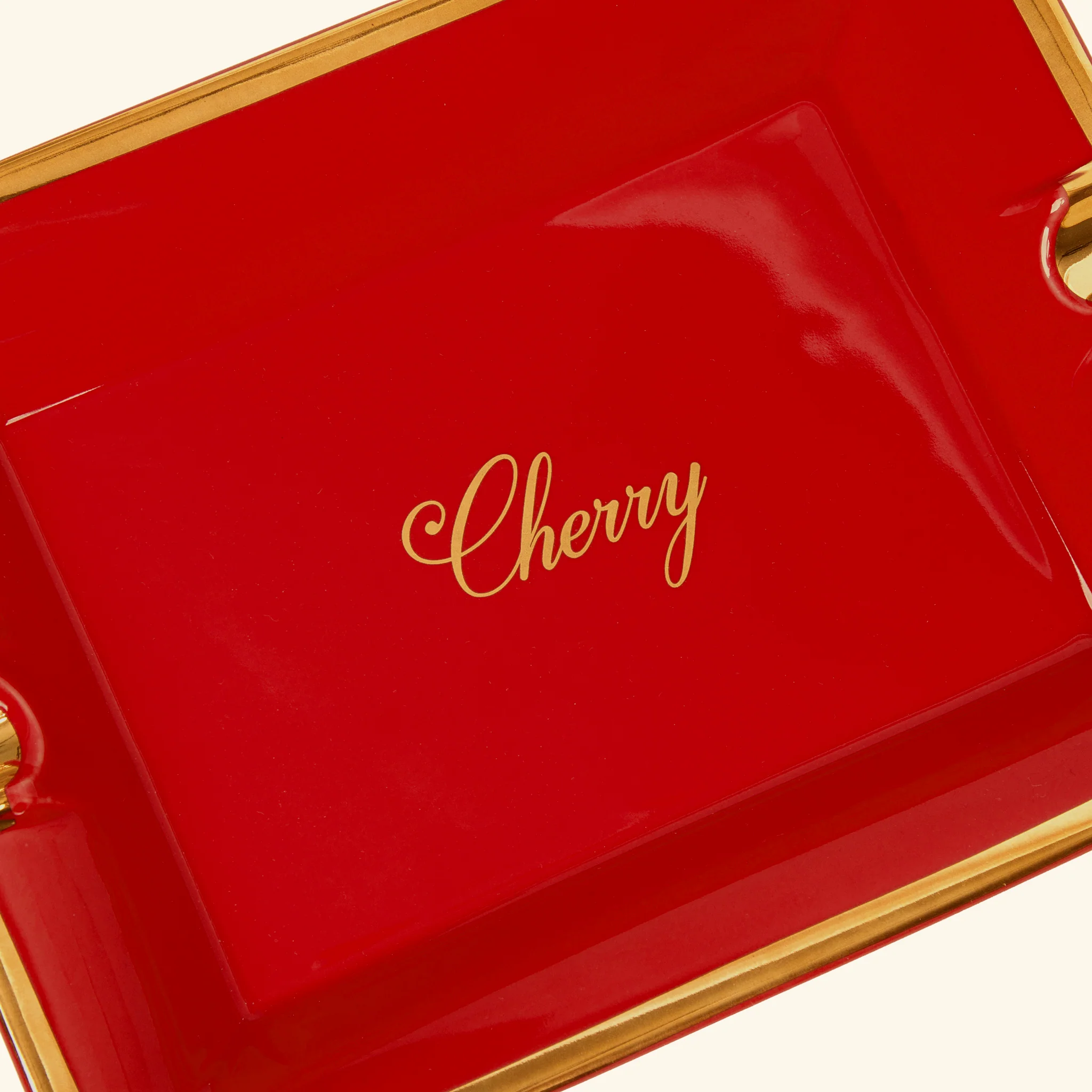 Rectangular Ceramic Ashtray (Red/Gold) - Image 2