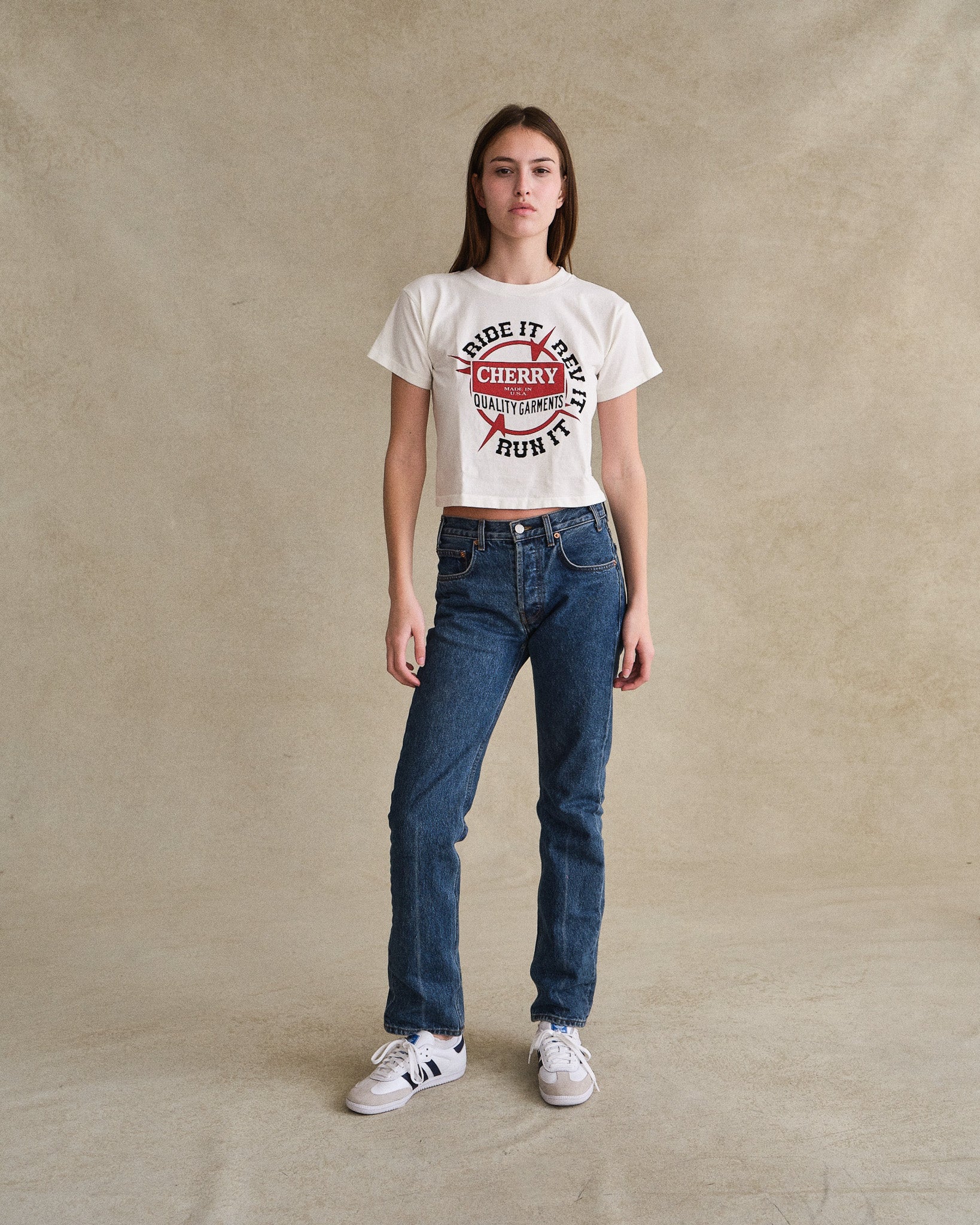 Ride It, Rev It Boxy Baby Tee (White) - Image 4