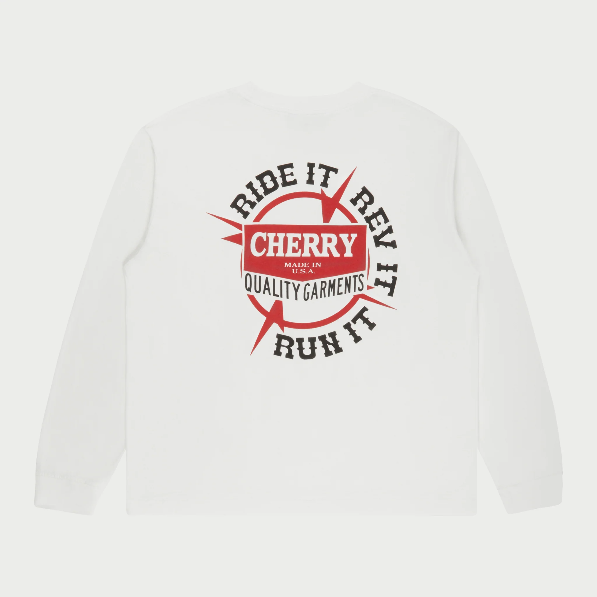 Ride It, Rev It Pocket L/S T-Shirt (White) - Image 2