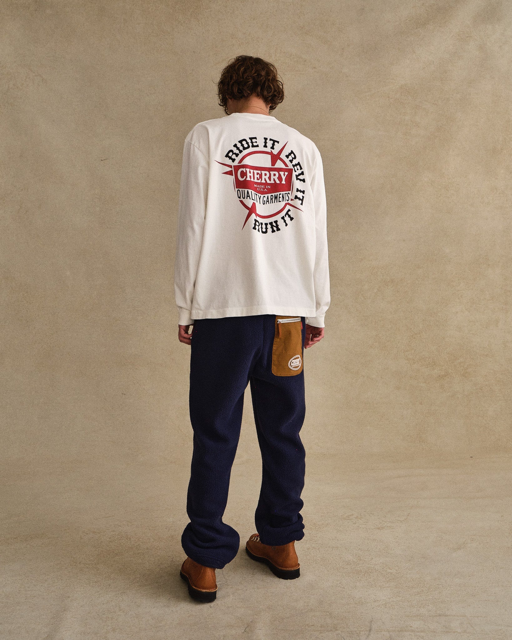 Ride It, Rev It Pocket L/S T-Shirt (White) - Image 5