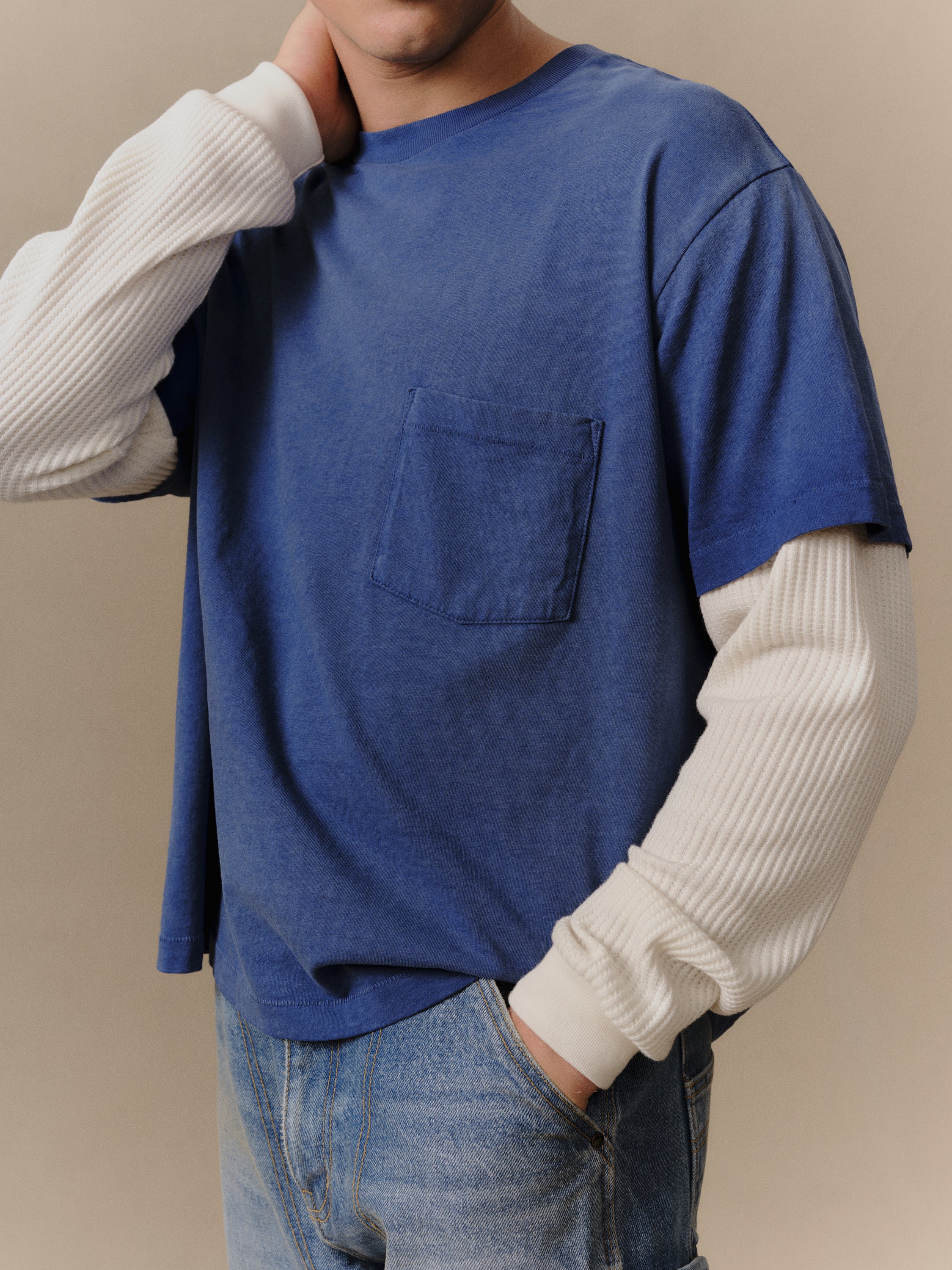 Santa Fe Layered Thermal T-Shirt (Faded Navy) - Image 4