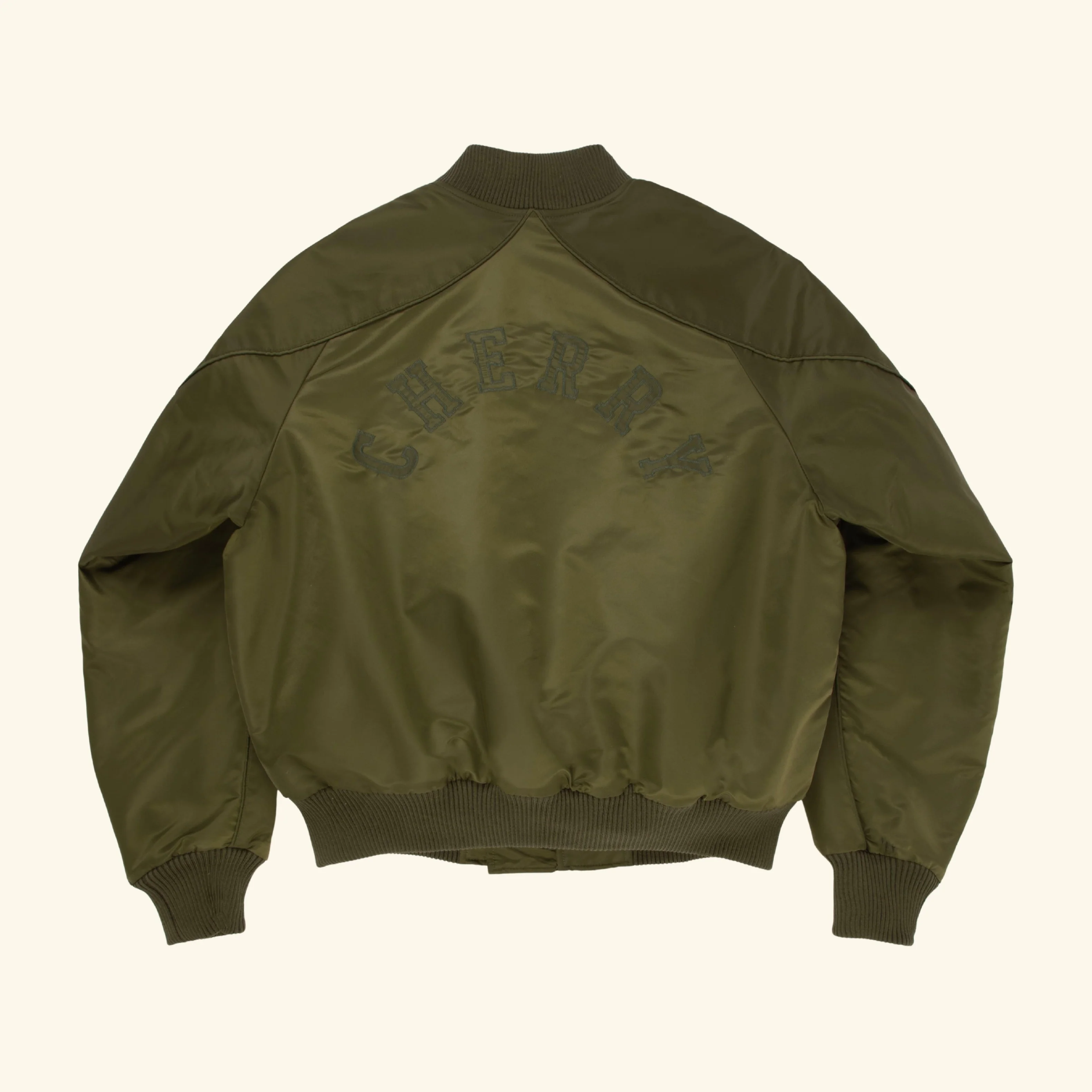 Satin Bomber Jacket (Olive) - Image 2