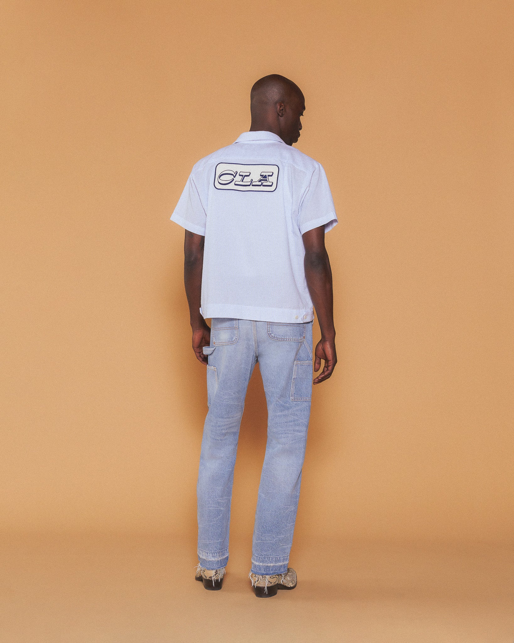 Seersucker Mechanic Shirt (Blue) - Image 3