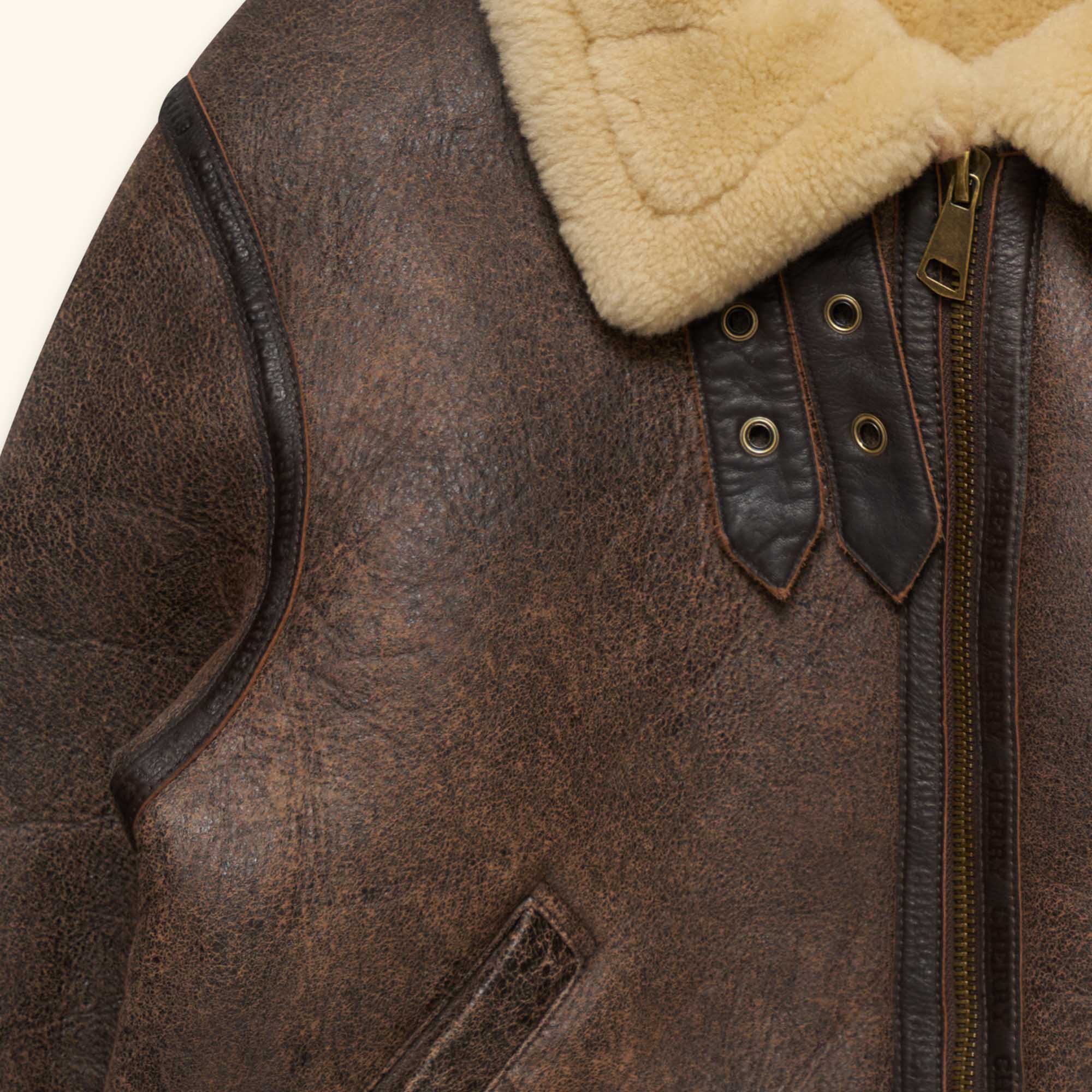 Shearling Aviator Jacket (Chestnut) - Image 4