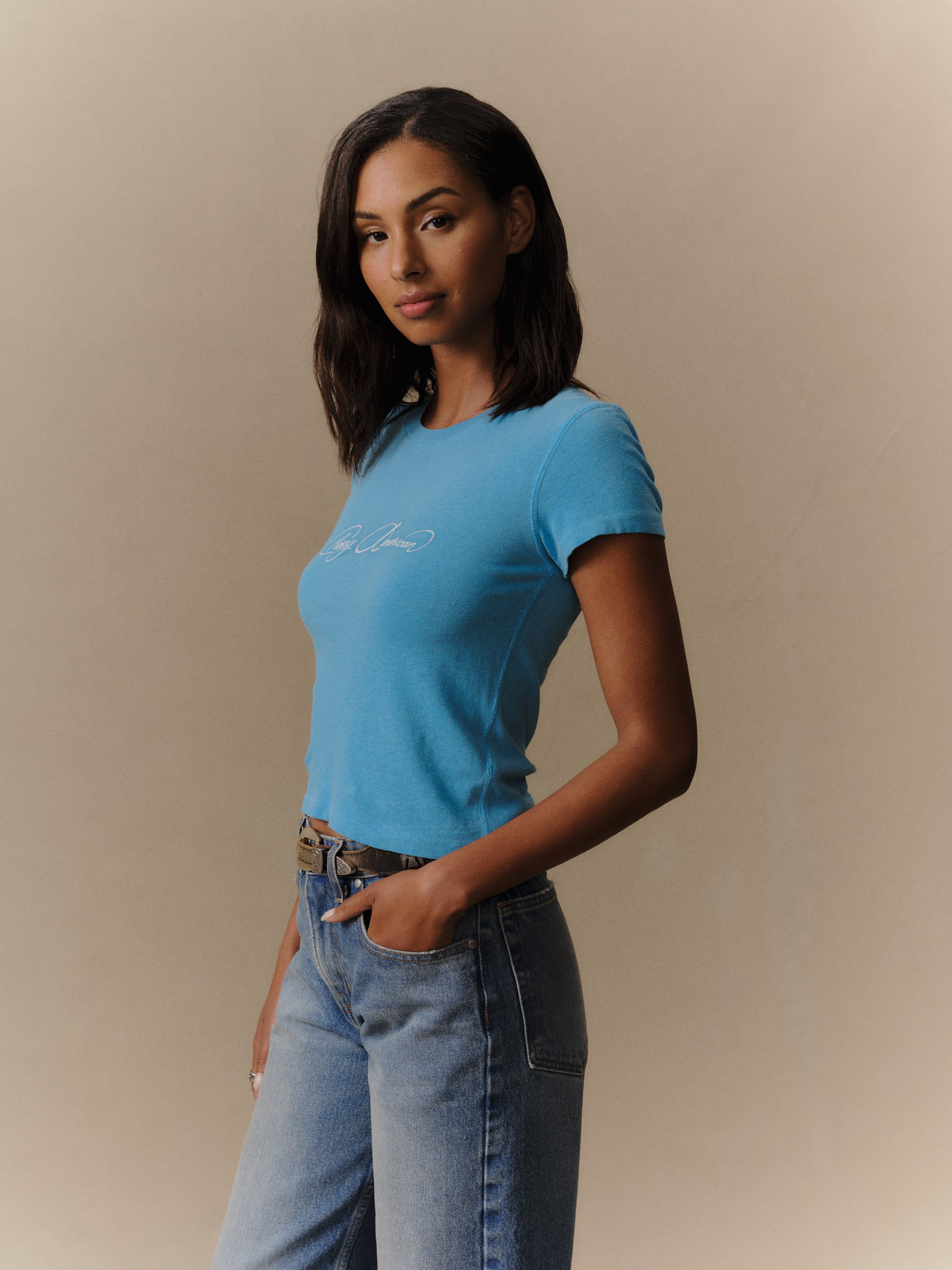 Cherry American Baby Tee (Turquoise) - Image 3