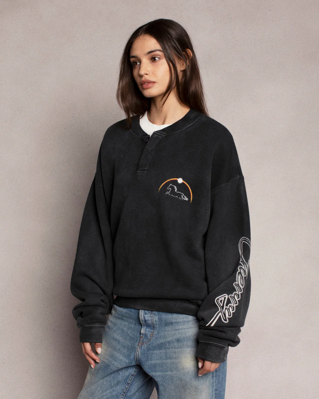 Stardust Henley Crewneck (Vintage Black) - Image 3