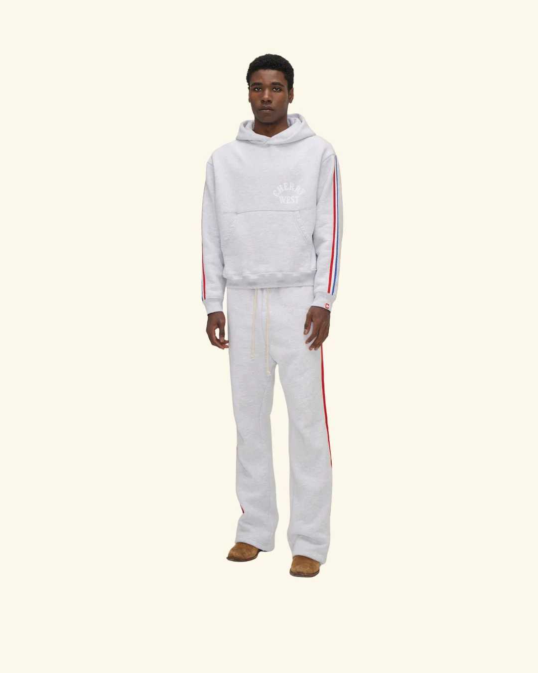 Striped Applique Hoodie (Heather Grey) - Image 3