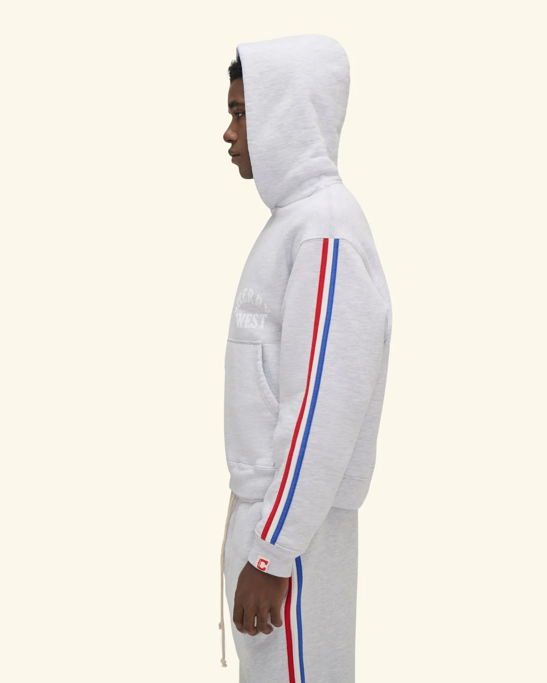 Striped Applique Hoodie (Heather Grey) - Image 4