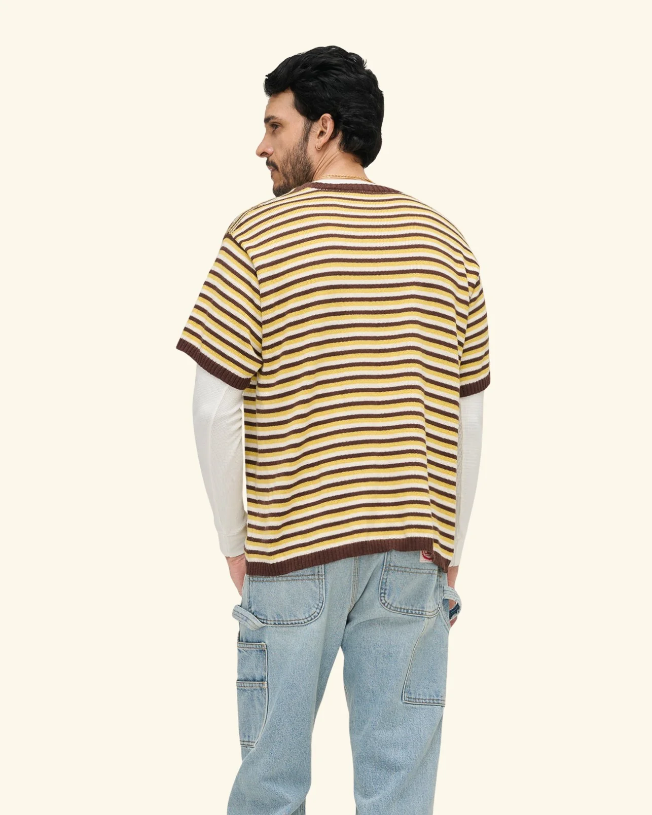Striped Knit T-Shirt (Brown Butter) - Image 5