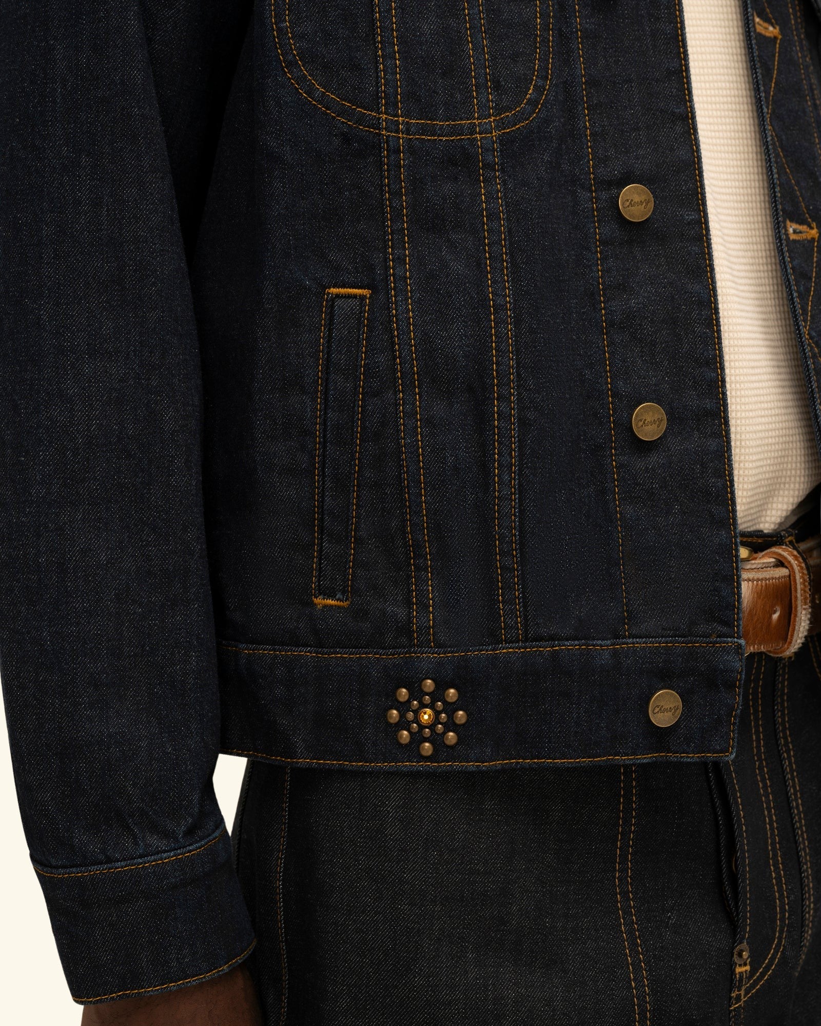 Studded Denim Trucker Jacket - Image 10
