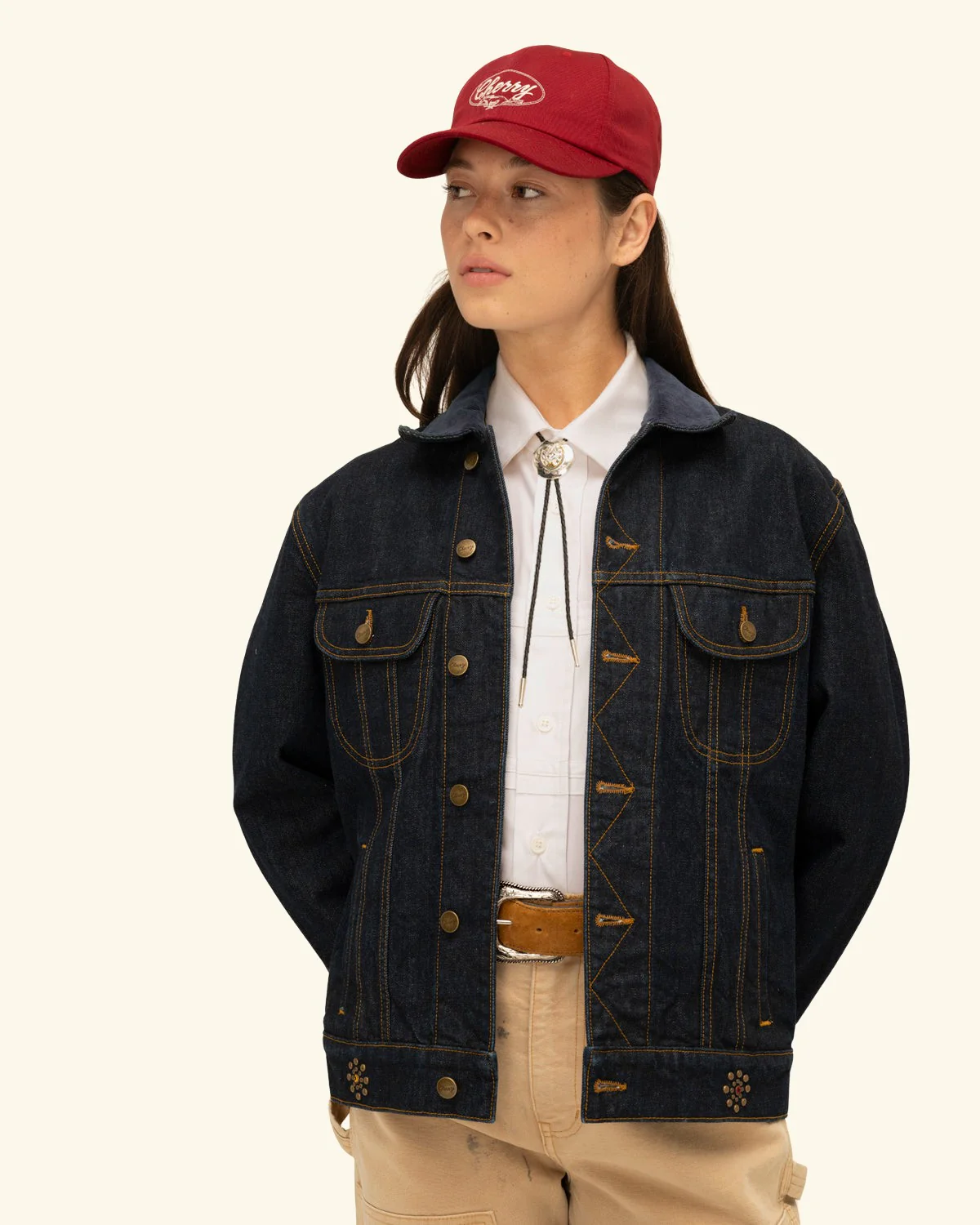 Studded Denim Trucker Jacket - Image 6
