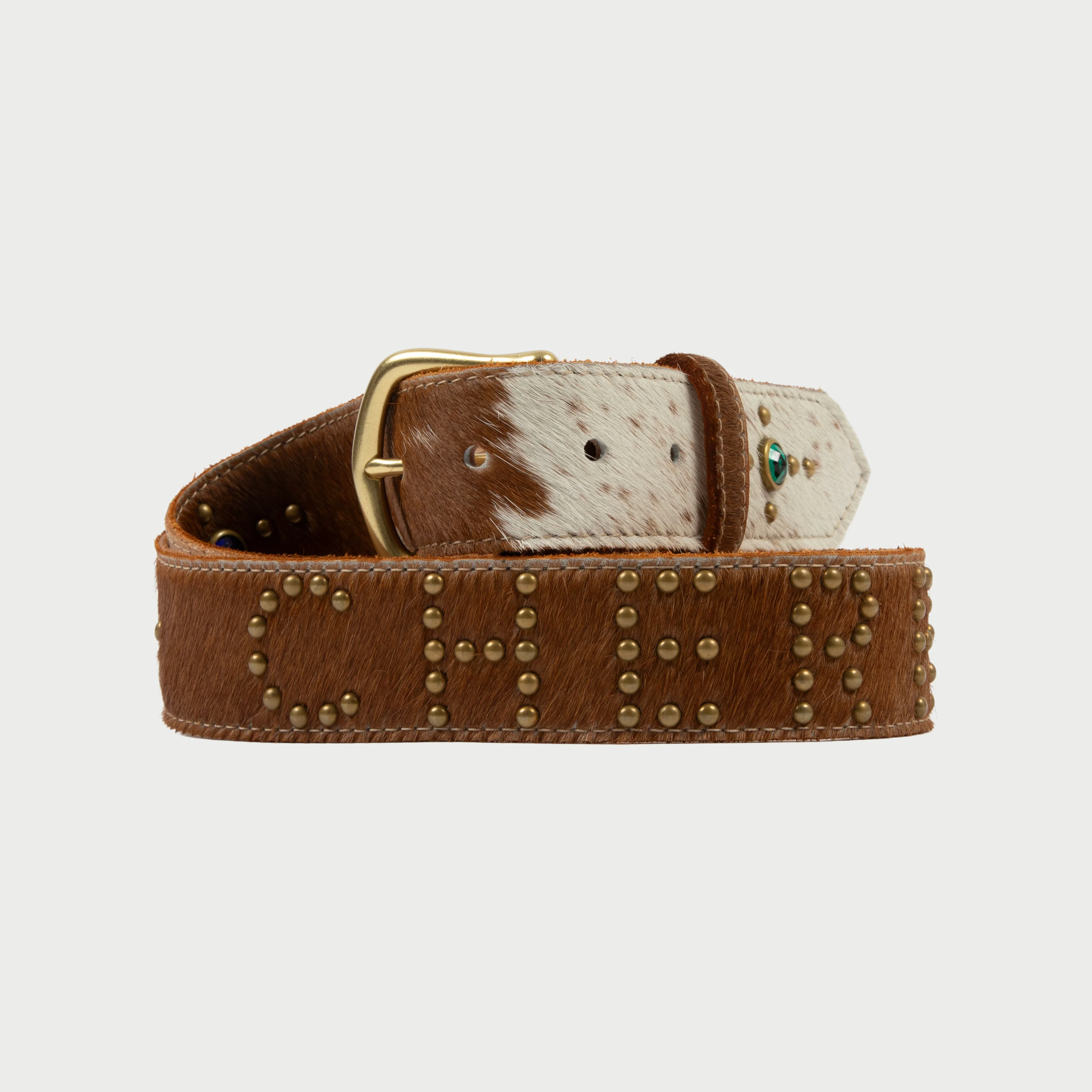 Studded Leather Belt (Calf Hair) - Image 3