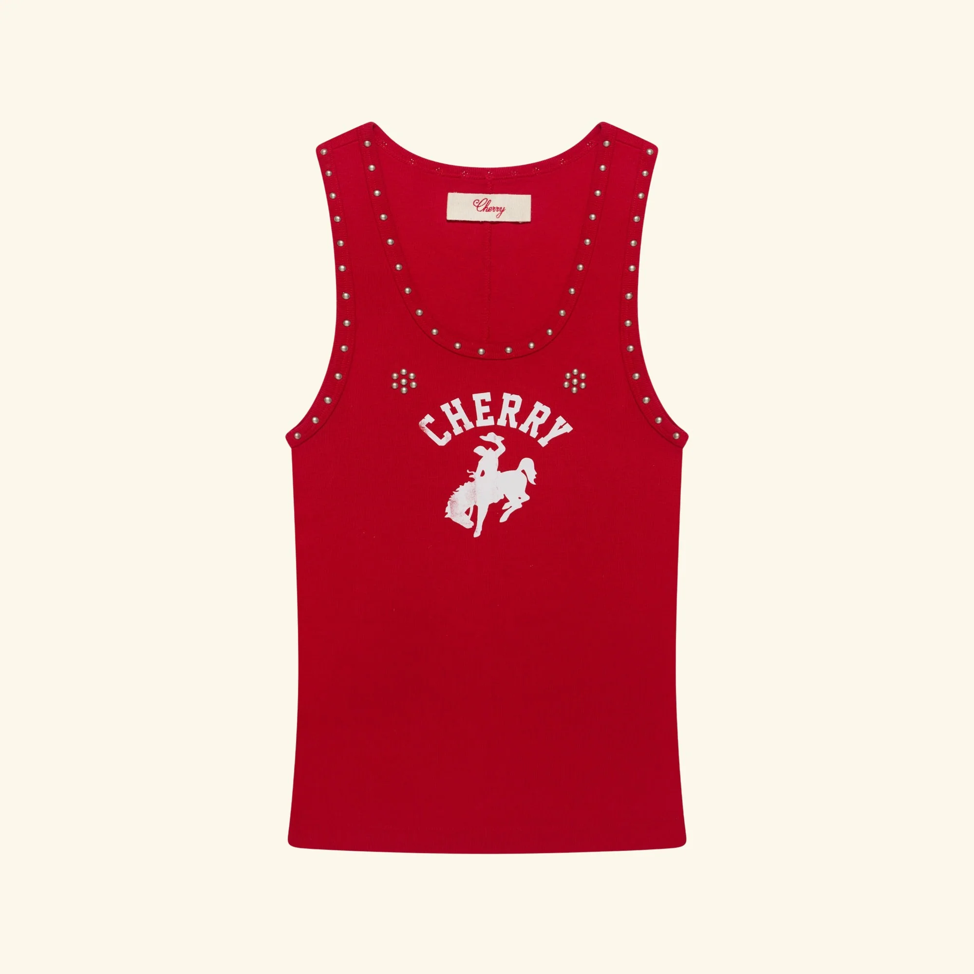 Women's Studded Tank Top (Cherry Red)