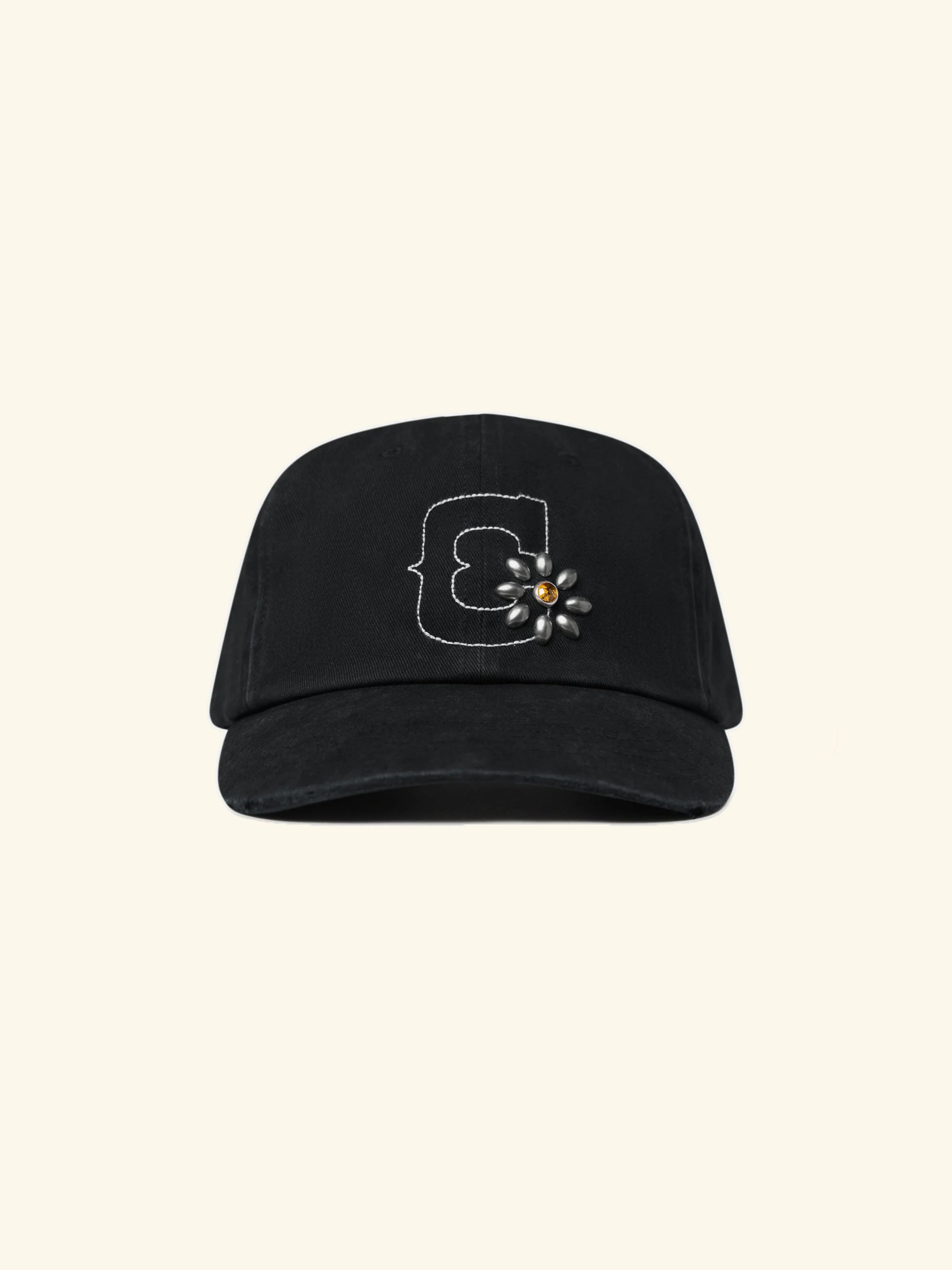 Studded Unstructured Hat (Black)