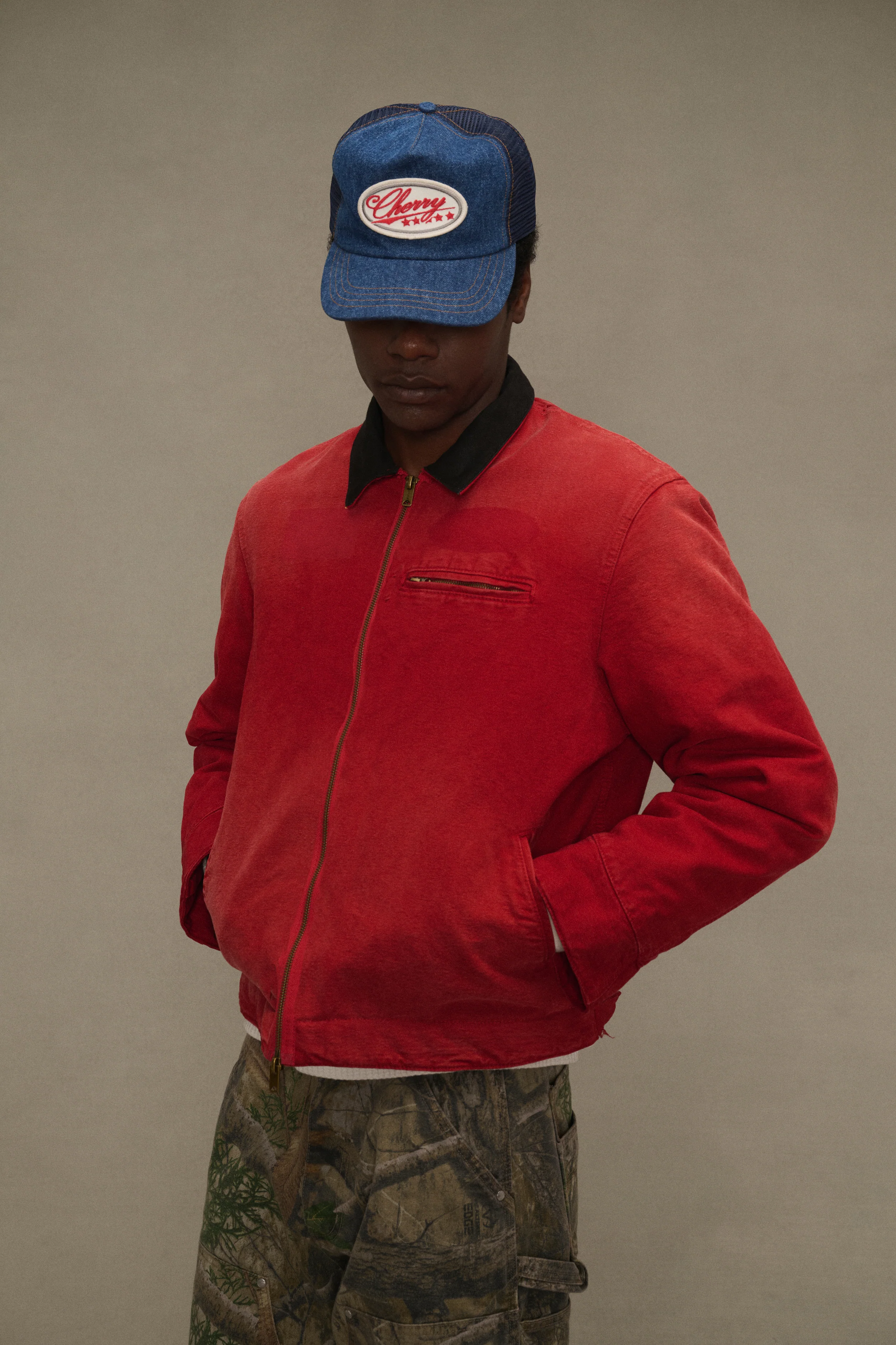 Sun Faded Work Jacket (Red) - Image 2